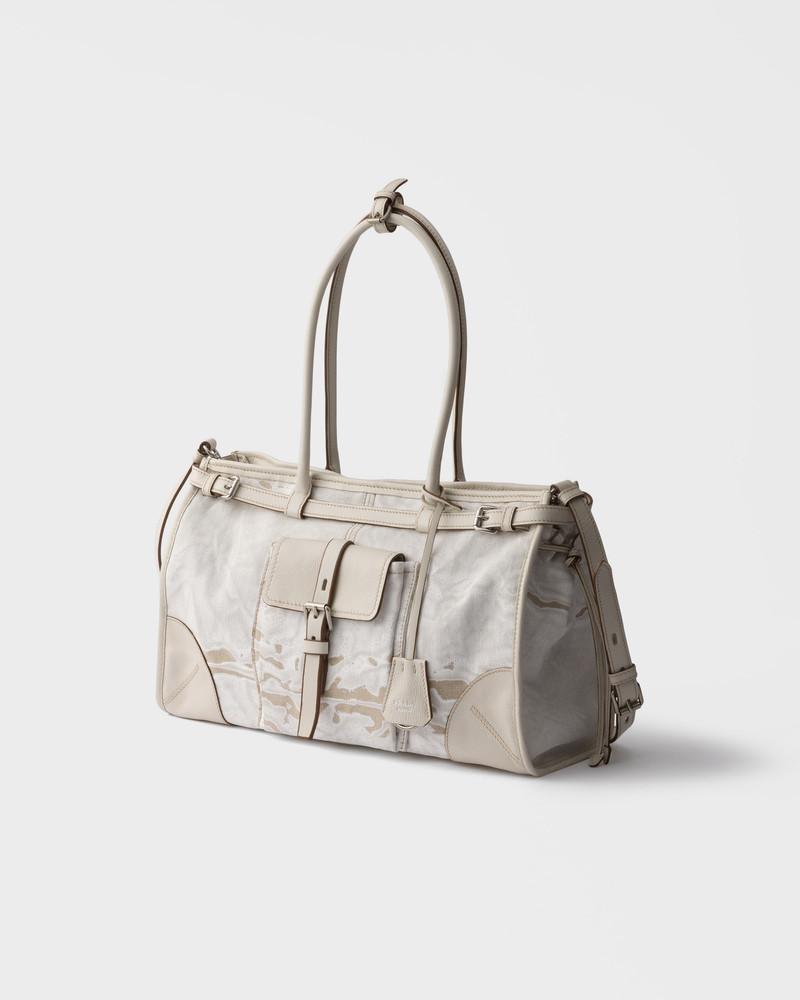 Prada Bonnie large printed linen and leather handbag 3