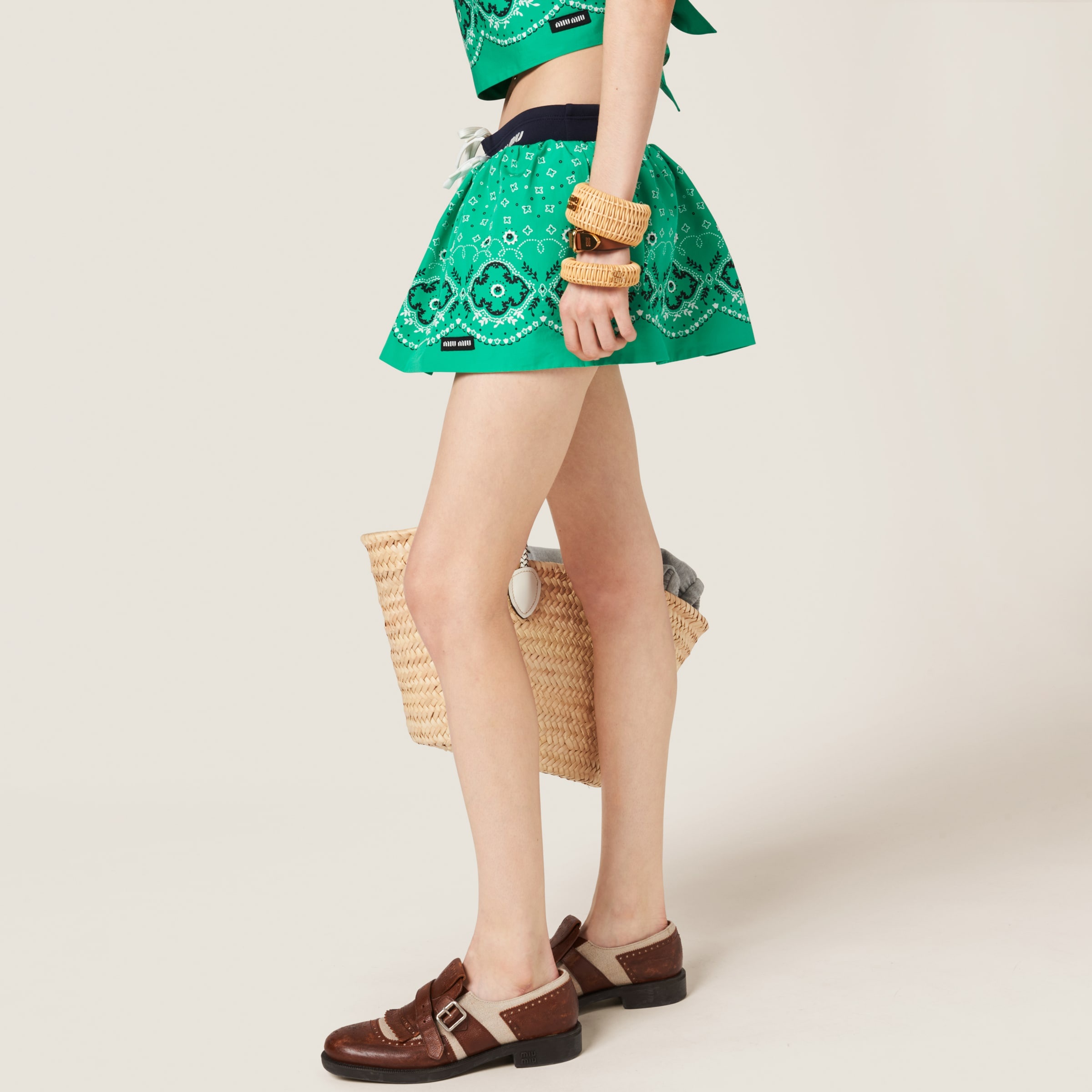 Printed poplin miniskirt - 4