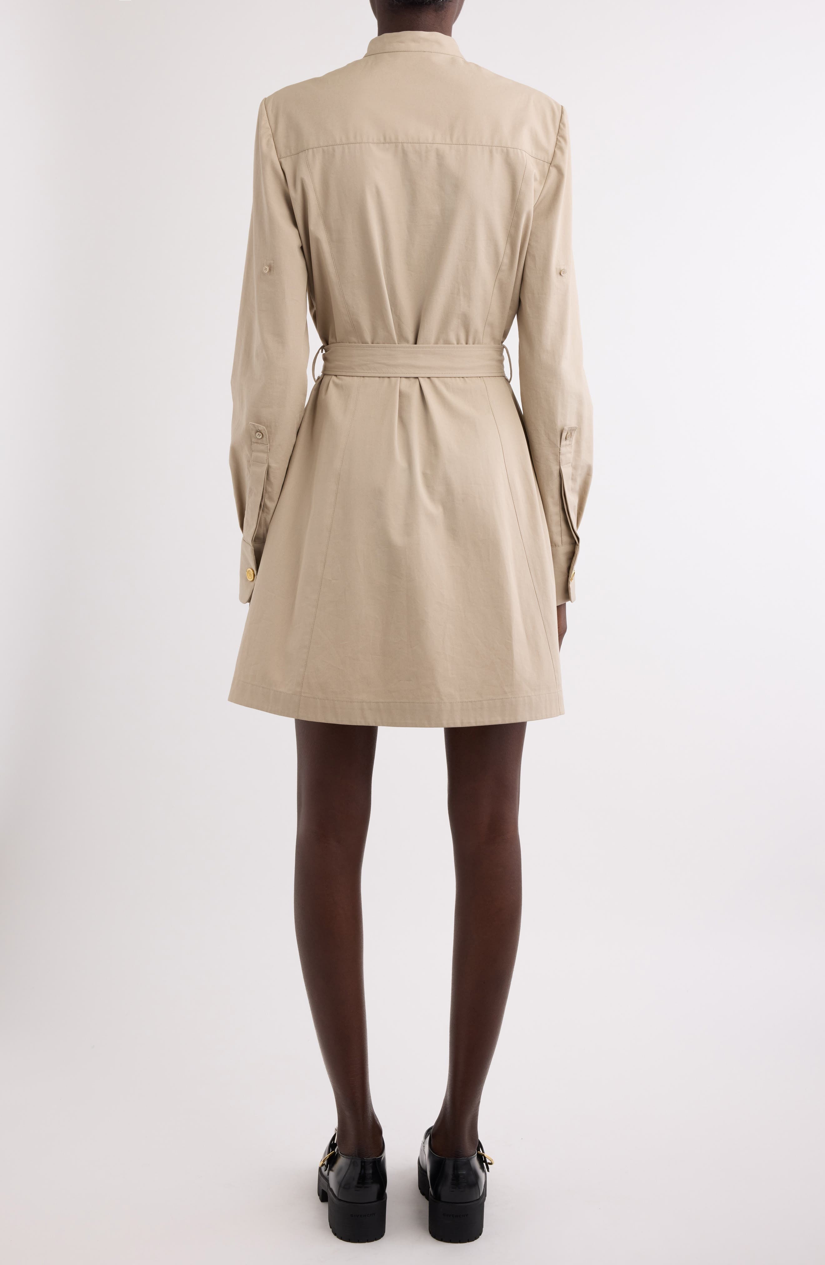 Givenchy Logo Button Long Sleeve Utility Dress in Taupe at Nordstrom - 3
