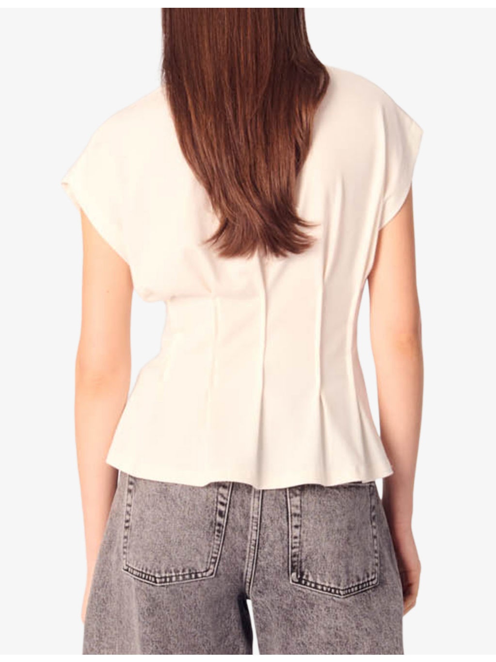 Fitted-Bodice Short-Sleeved Stretch-Woven T-Shirt - 4