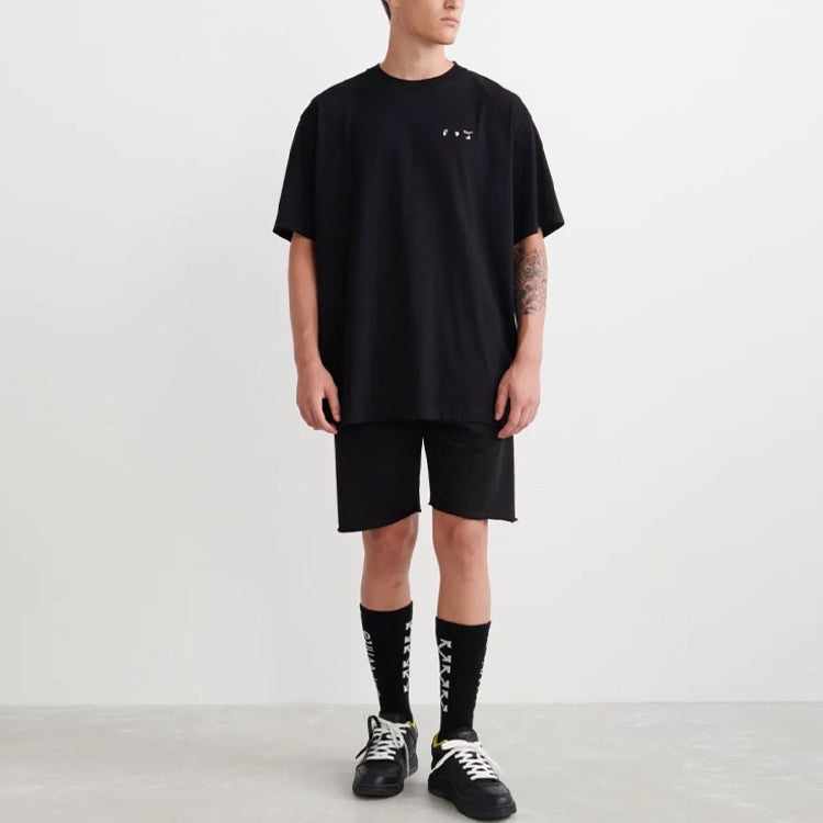 Men's Off-White SS22 Back Caravaggio Short Sleeve Loose Fit Black T-Shirt OMAA038C99JER0061001 - 2