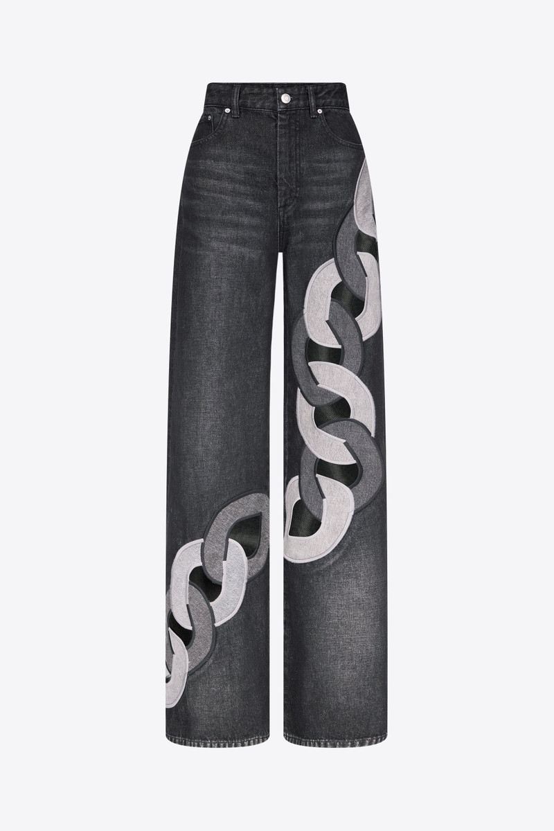 CHAIN CUTOUT WIDE LEG JEAN 1