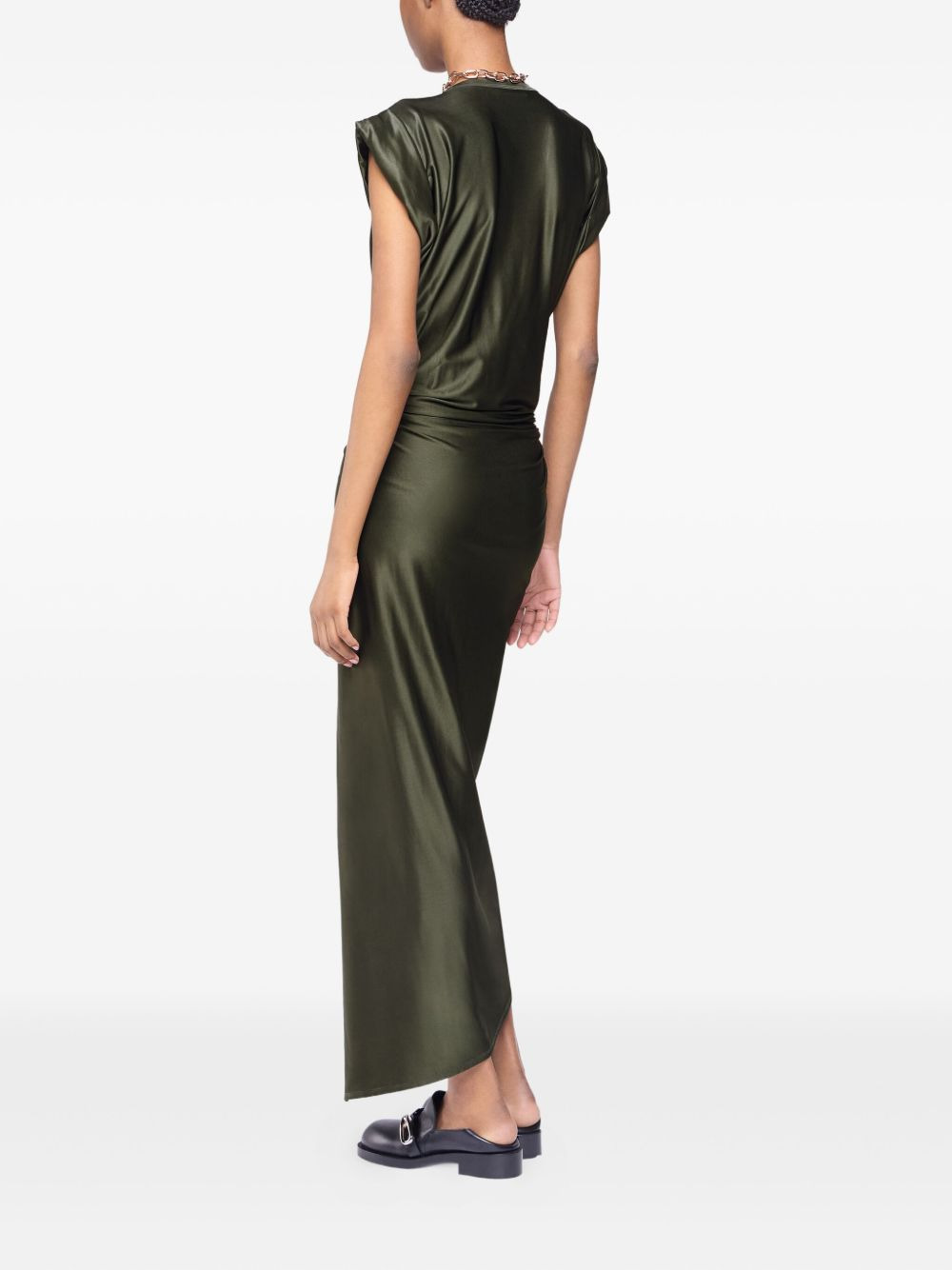 draped satin midi dress - 3