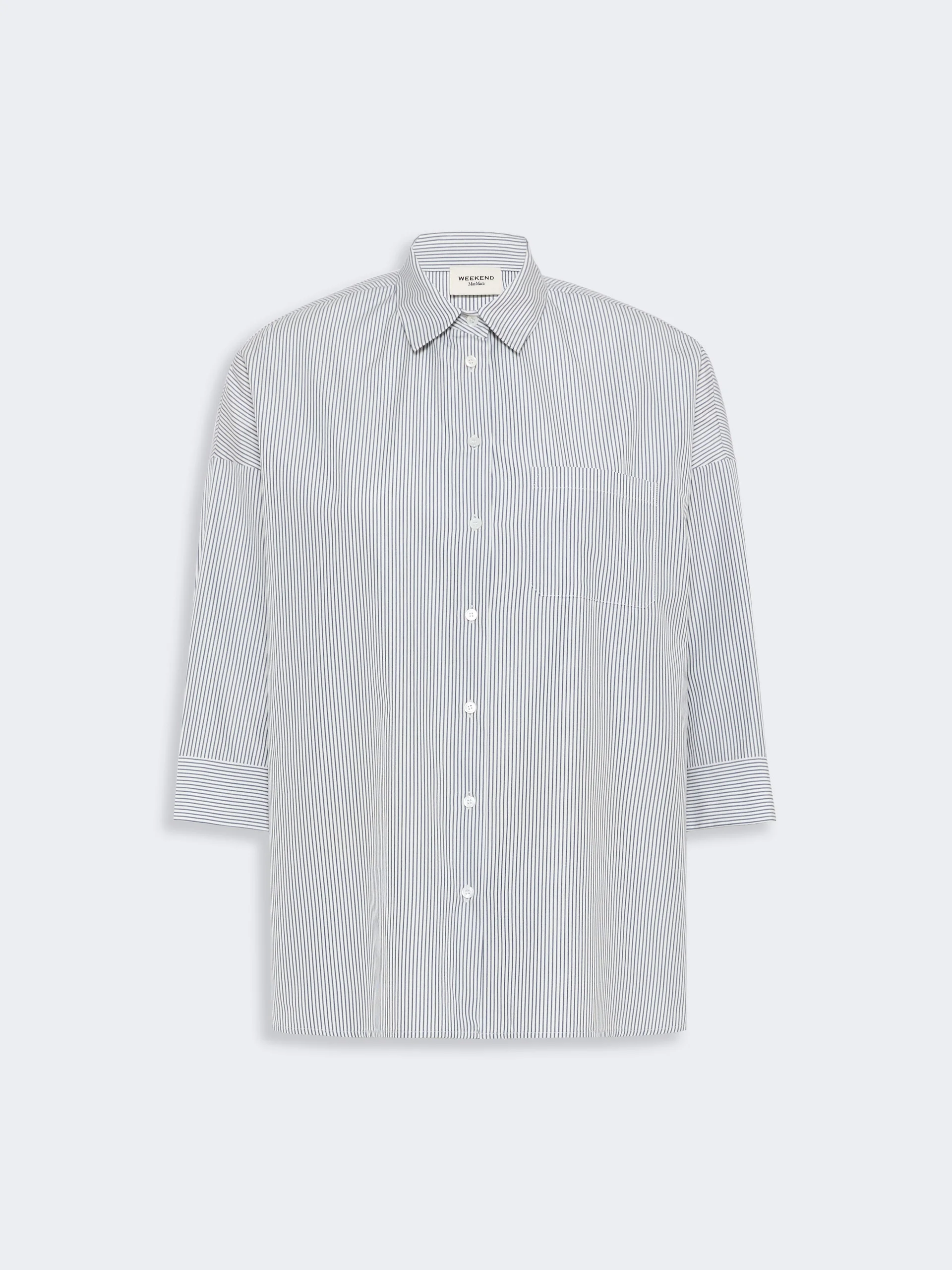GIRALDA Boxy cotton poplin shirt - NAVY - 1