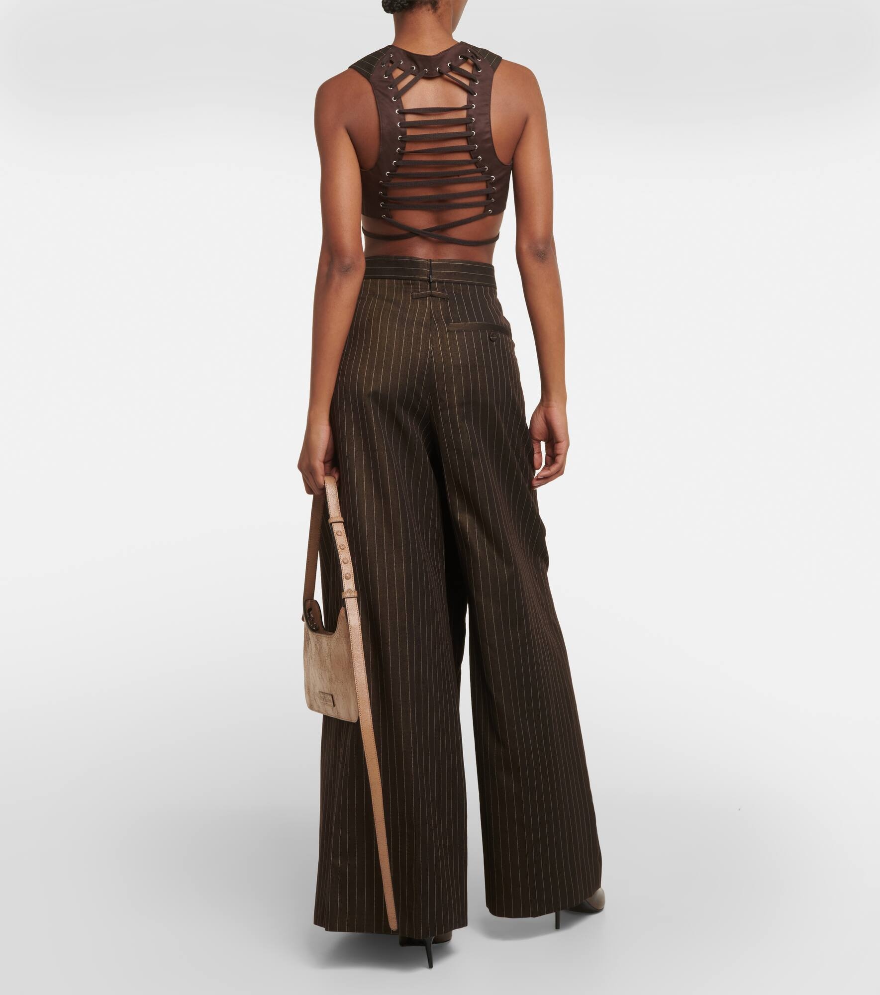 Tattoo pinstripe wool-blend maxi skirt - 3