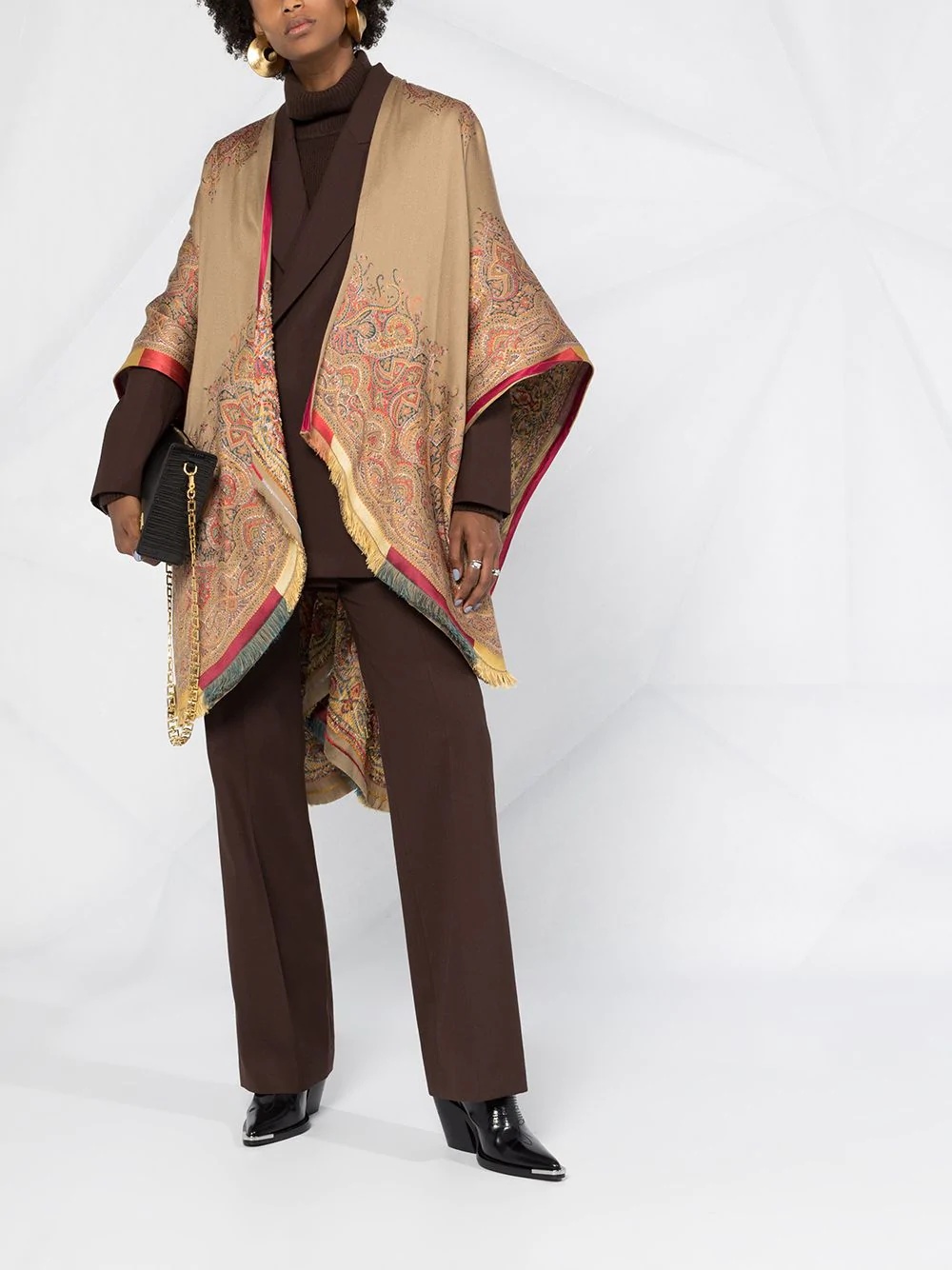 paisley-jacquard shawl coat  - 2