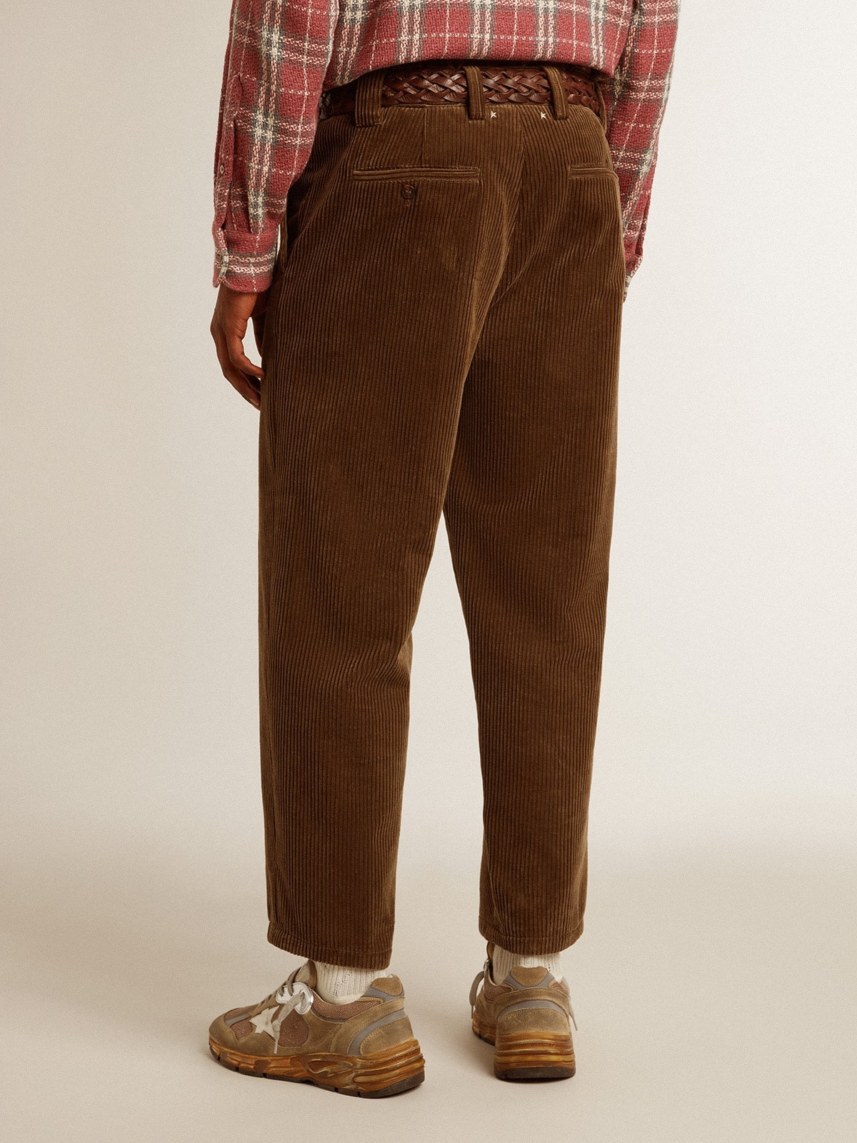 Men's dark olive corduroy pants - 4