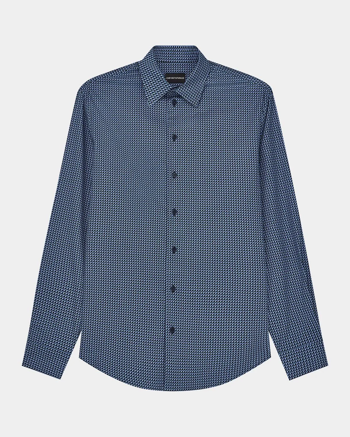 Men's Geometric Cotton-Stretch Sport Shirt - 1