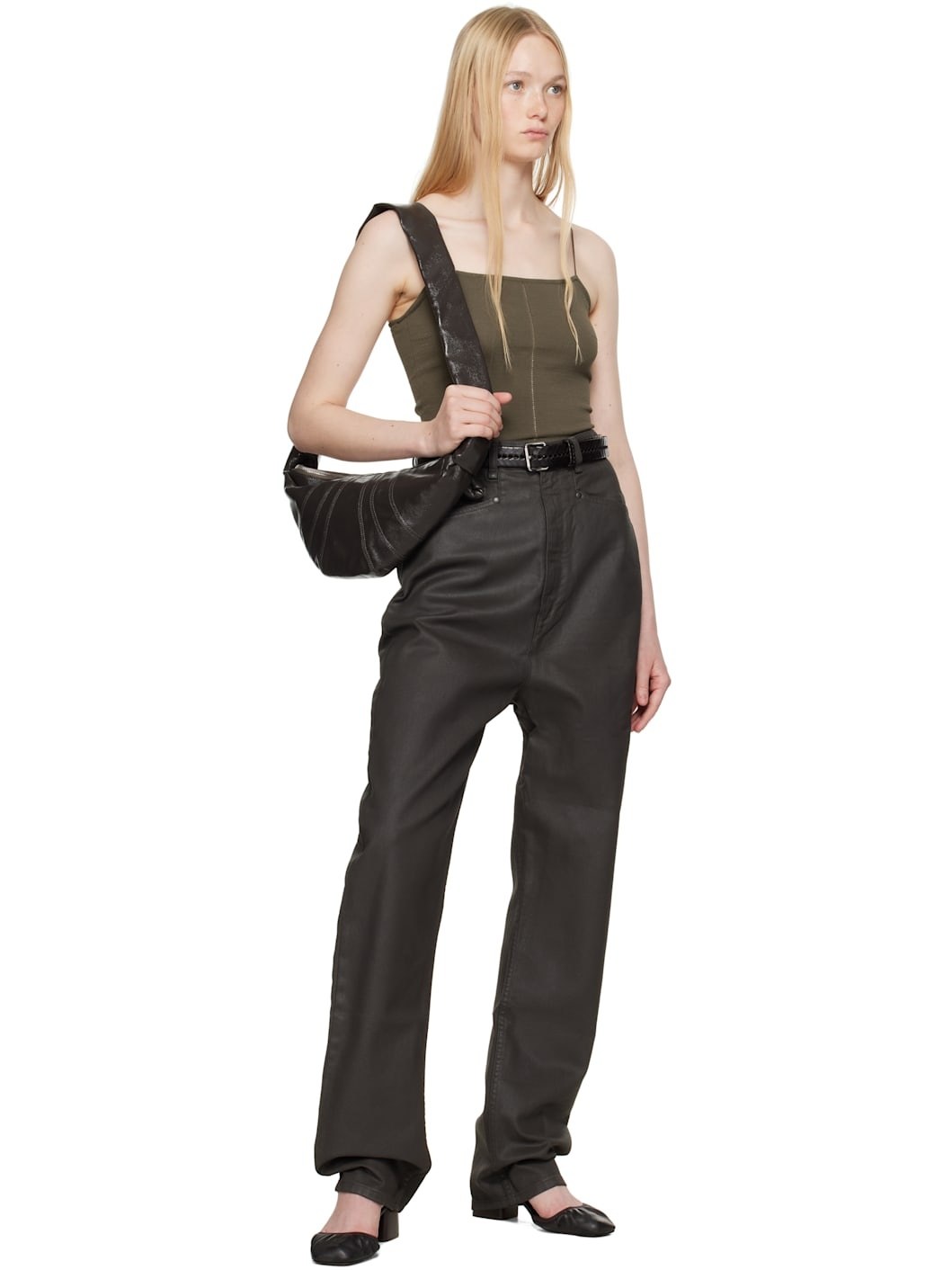 Brown Dropped Crotch Jeans - 5