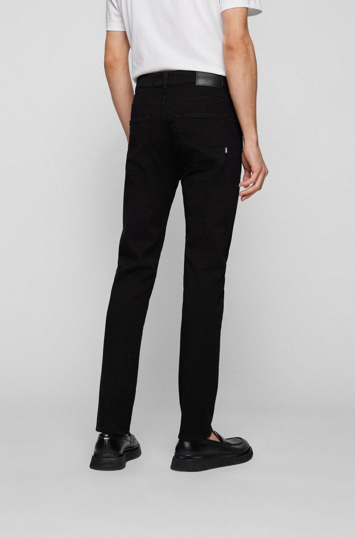 SLIM-FIT JEANS IN BLACK SUPER-SOFT ITALIAN DENIM - 4