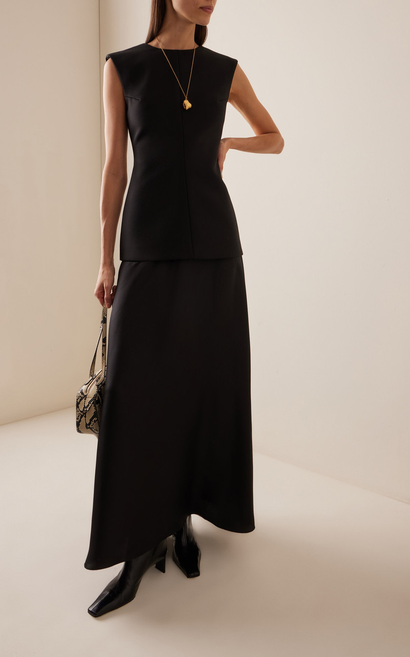 RÓHE Silk-Skirt Open-Back Wool-Blend Maxi Dress black outlook