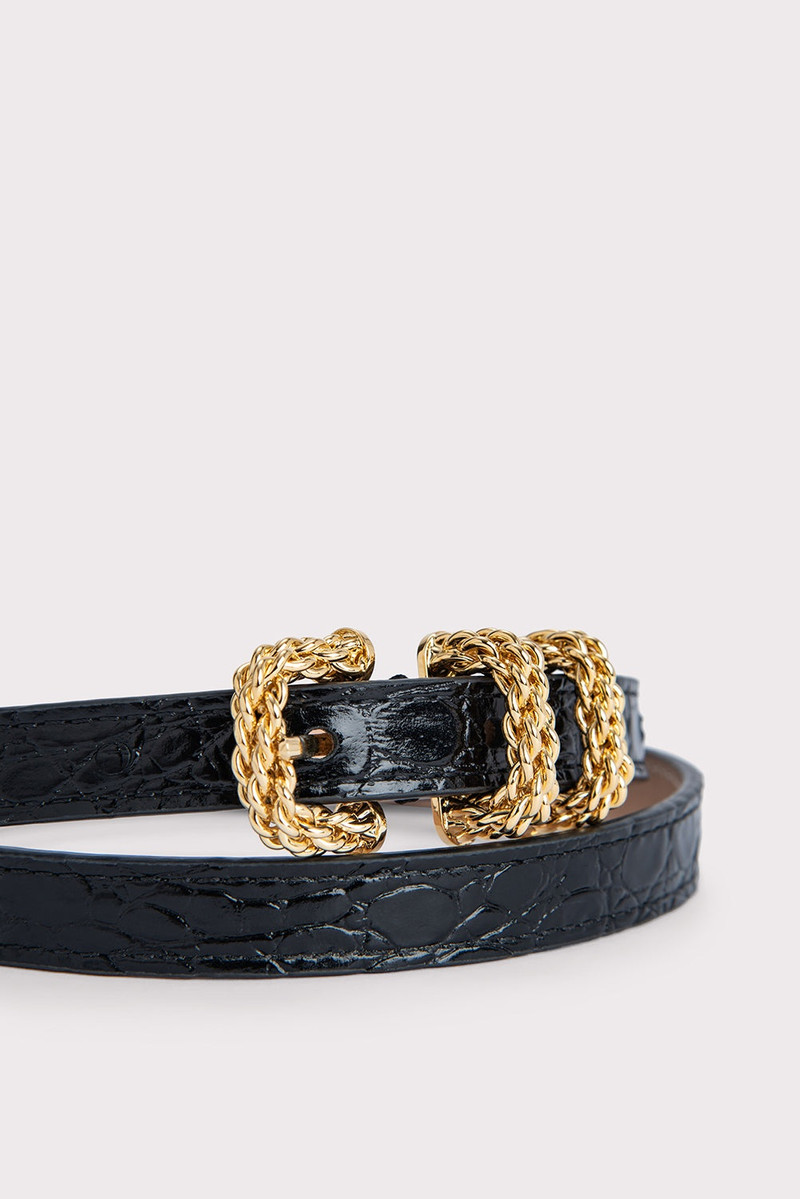 BY FAR KAT BLACK CIRCULAR CROCO EMBOSSED LEATHER outlook