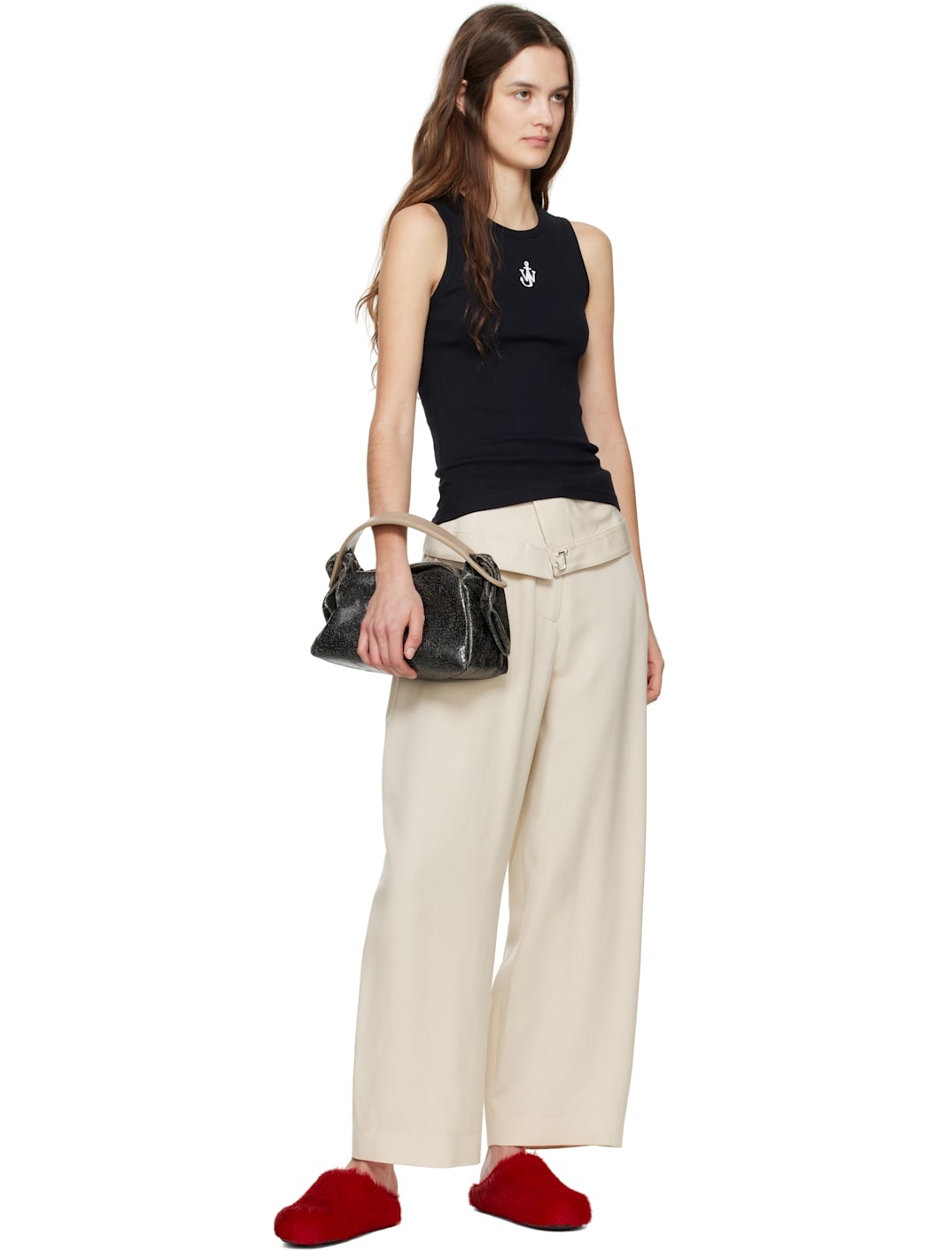 Beige Fold-Over Trousers - 4