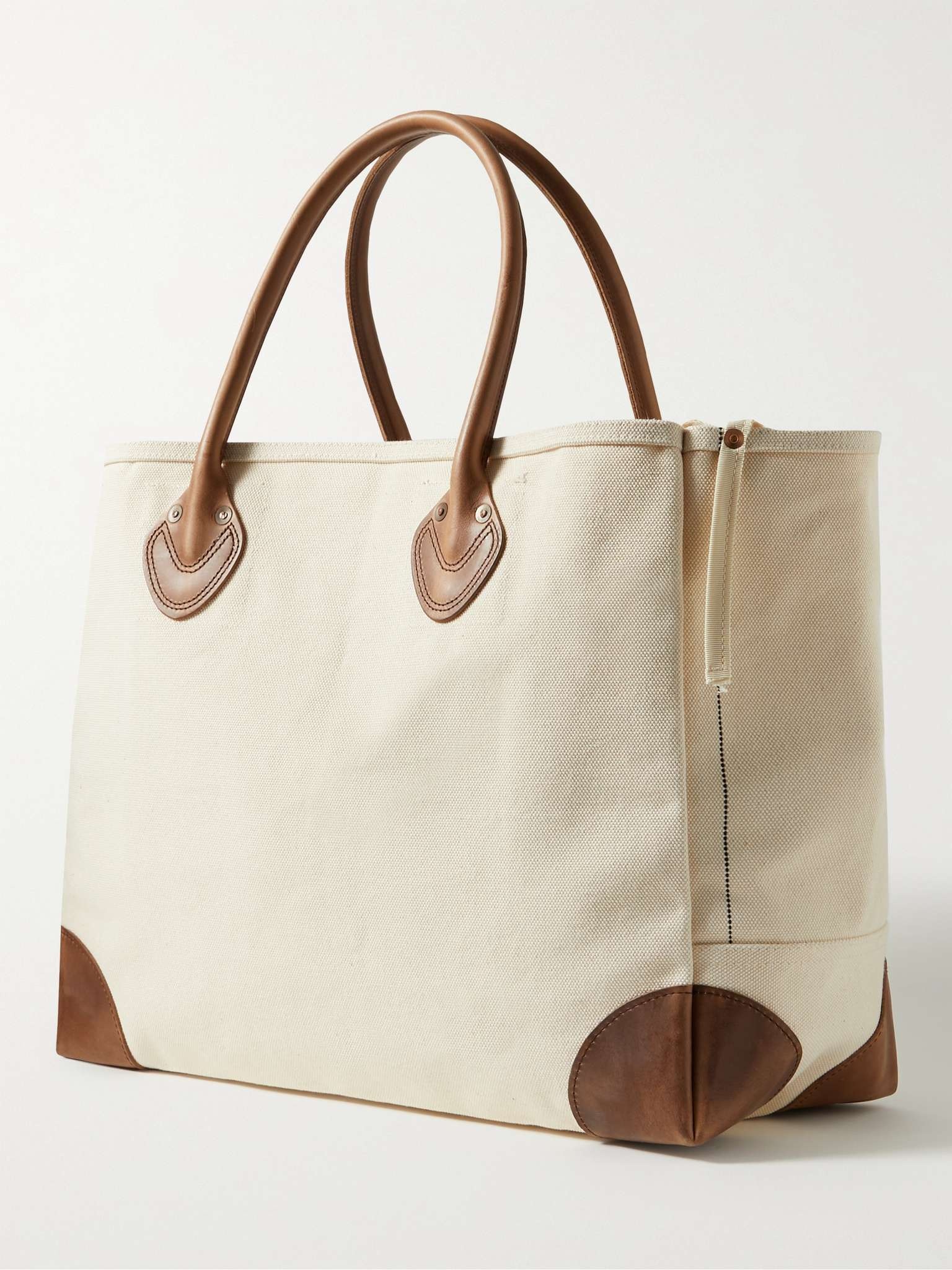 Smiley Leather-Trimmed Canvas Tote Bag - 4