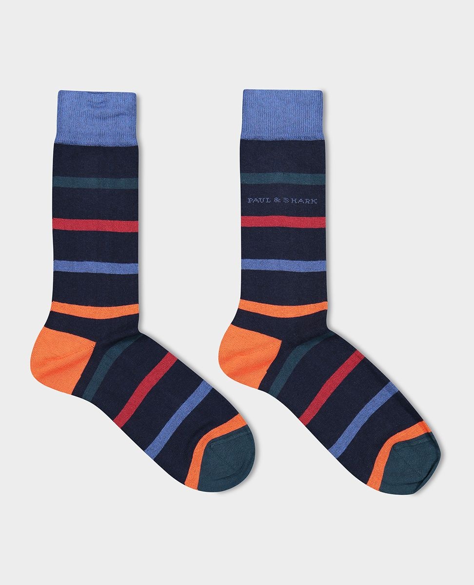Cotton Stretch socks with contrasting stripes - 1
