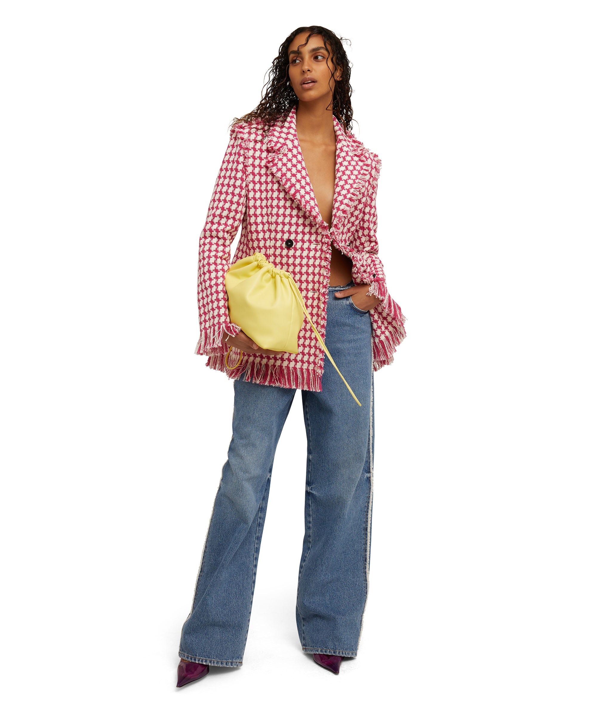 Faux leather basket net bag with accompanying mini pouch - 7