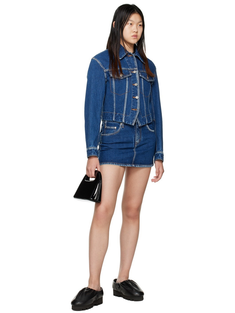 We11done Blue Faded Denim Miniskirt outlook