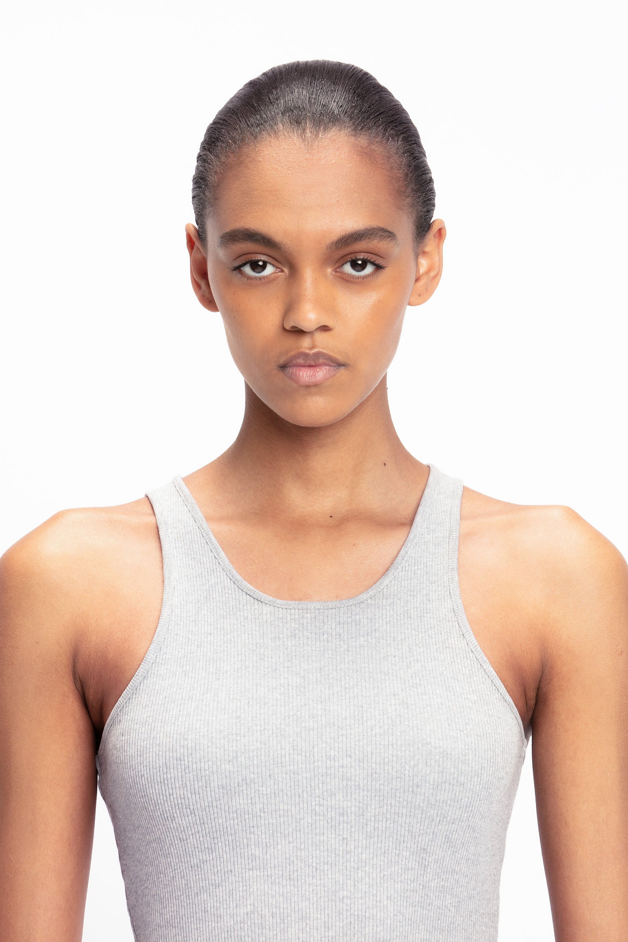 High Leg Bodysuit In Grey Marl - 5