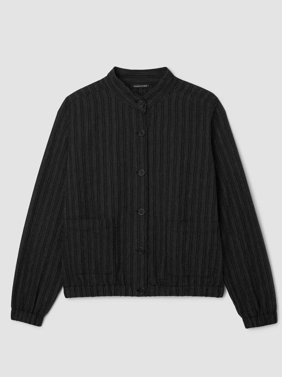 Cotton Blend Stripe Stitch Flight Jacket - 1