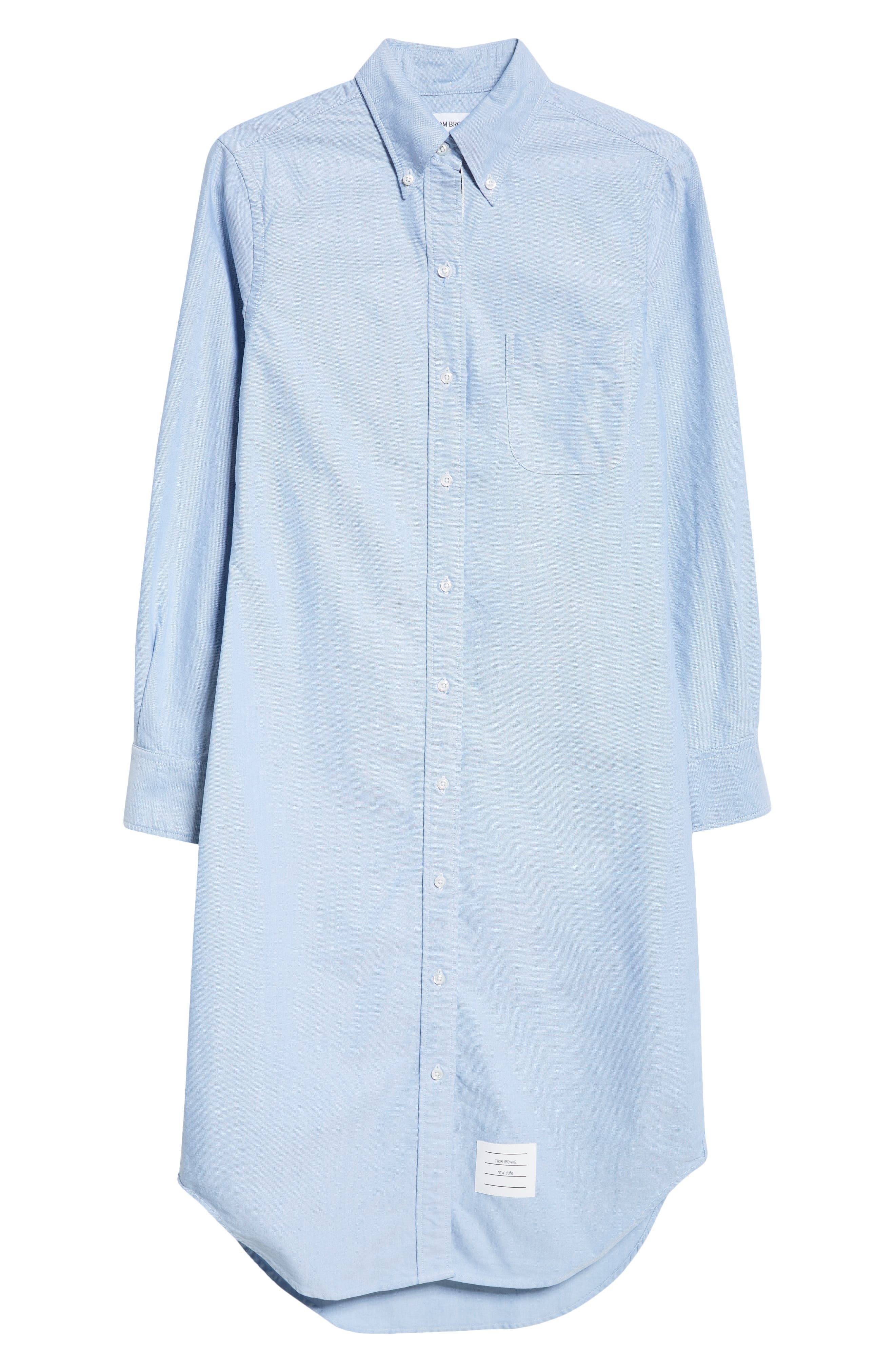 Thom Browne Knee Length Button-Down Point Collar Shirt in Light Blue at Nordstrom - 5