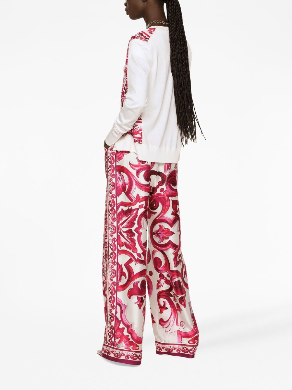 Majolica-print silk cardigan - 4