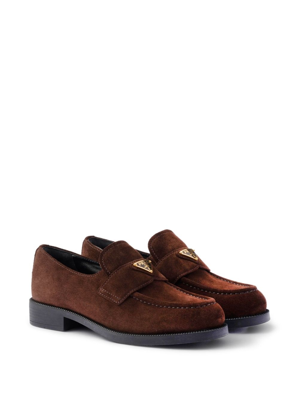 suede triangle-logo loafers - 2