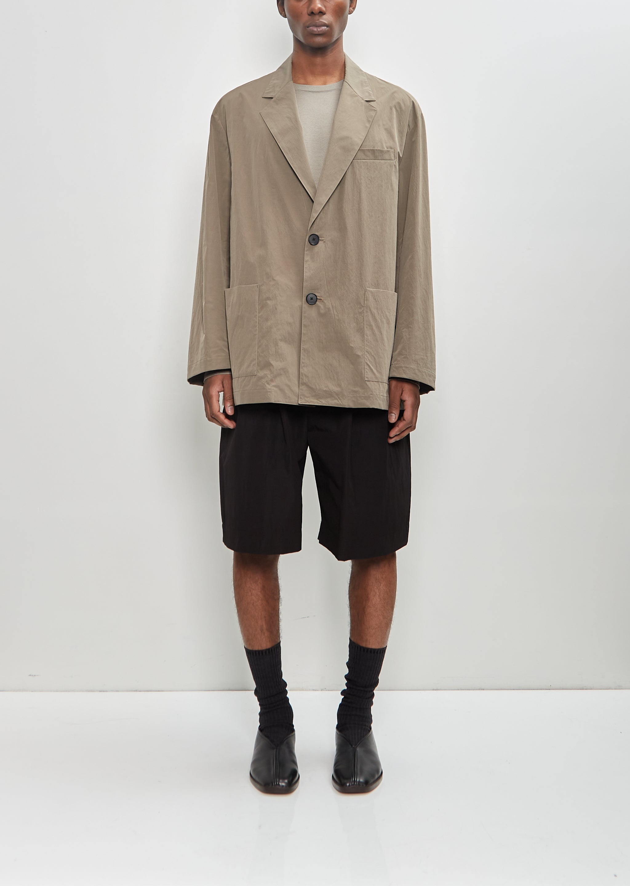 Windproof Nylon Single Breasted Jacket — Taupe - 5