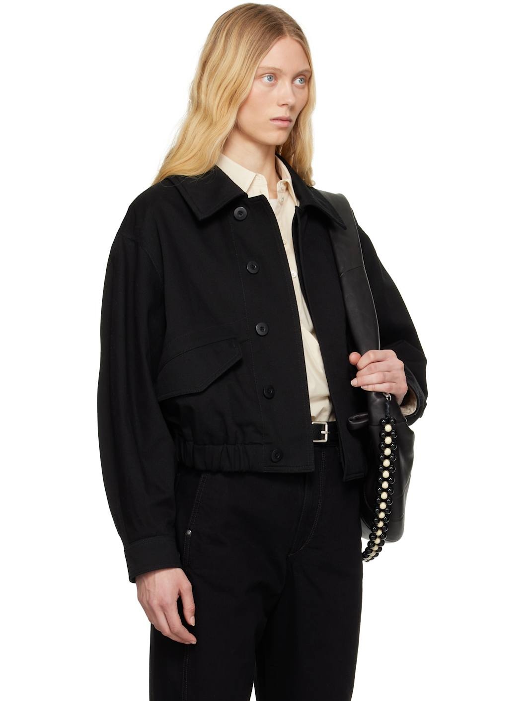 Black Short Bomber Jacket - 2