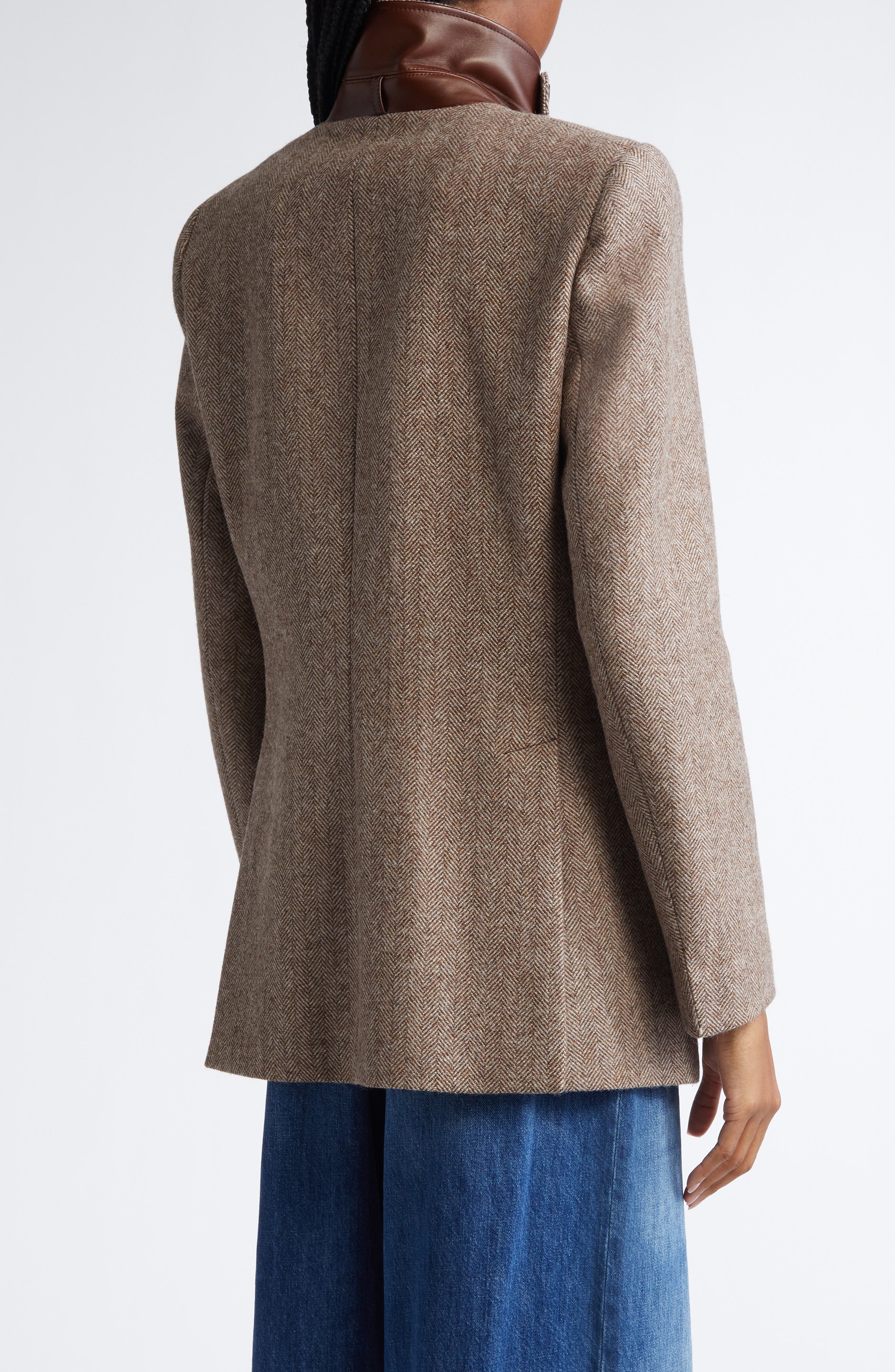 Chloé Herringbone Wool Twill Jacket in Somber Brown at Nordstrom - 3