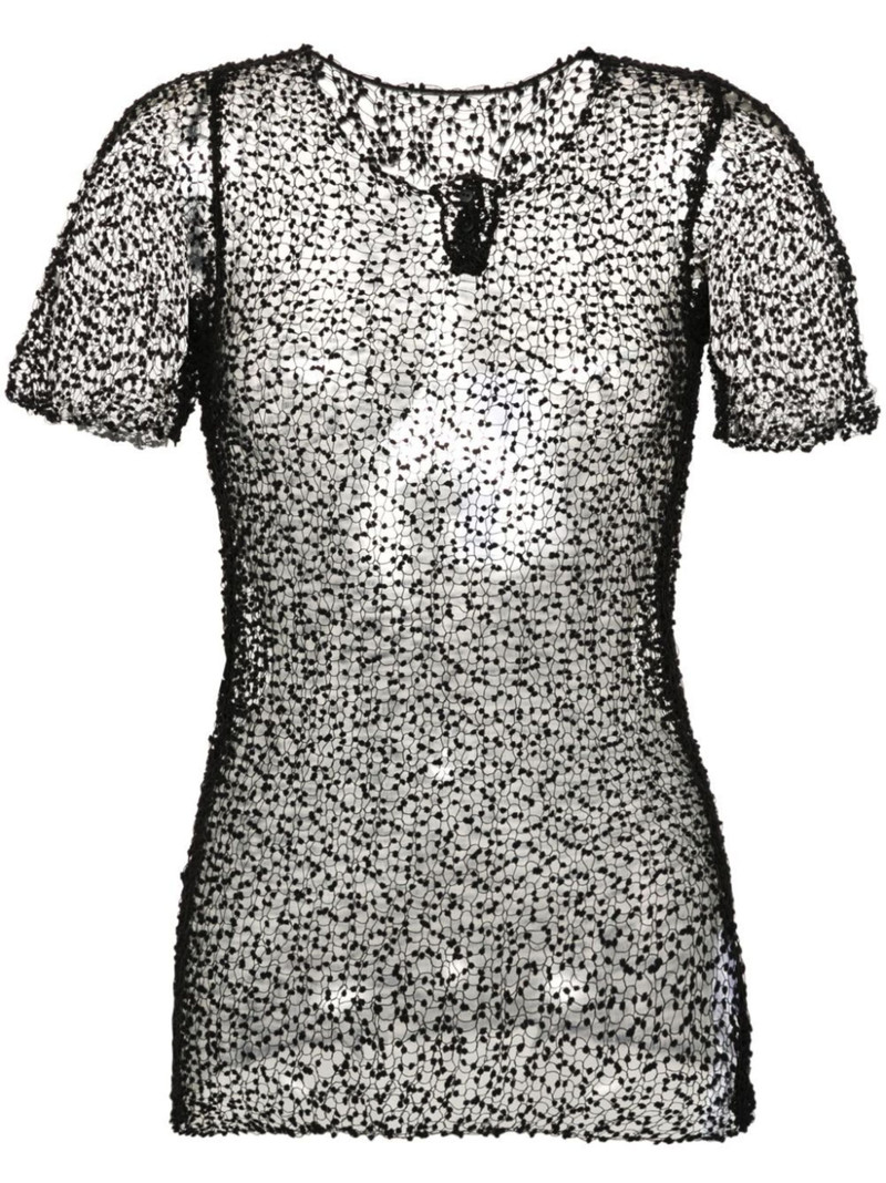 dot-embroidered semi-sheer top 1
