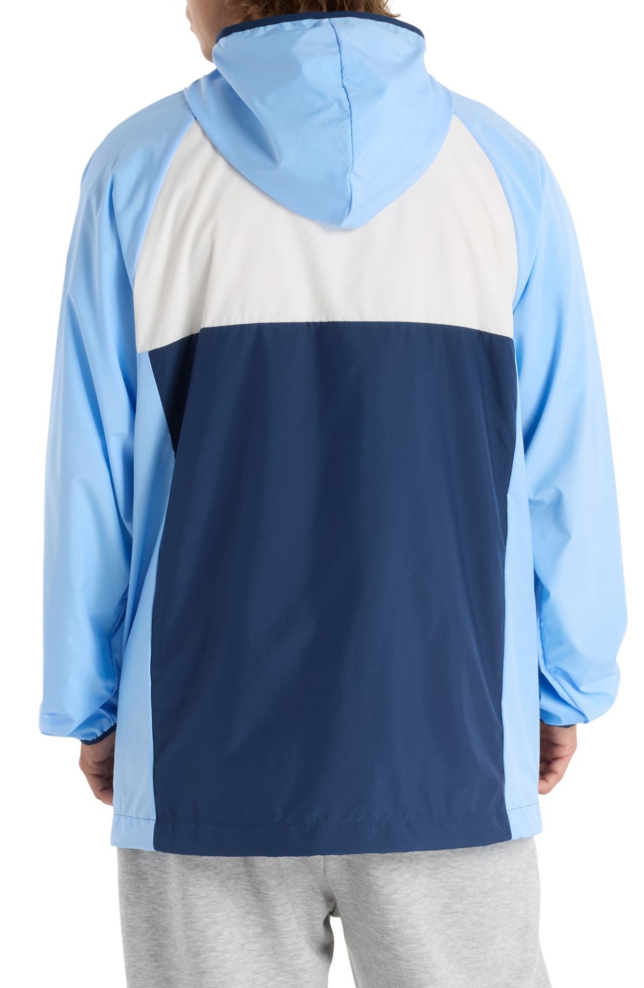 New Balance Athletics Packable Water Resistant Hooded Jacket in Electric Sky at Nordstrom - 3