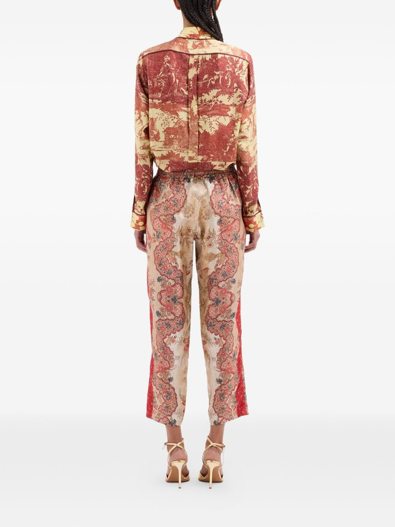 floral-pattern drawstring-fastening trousers 4