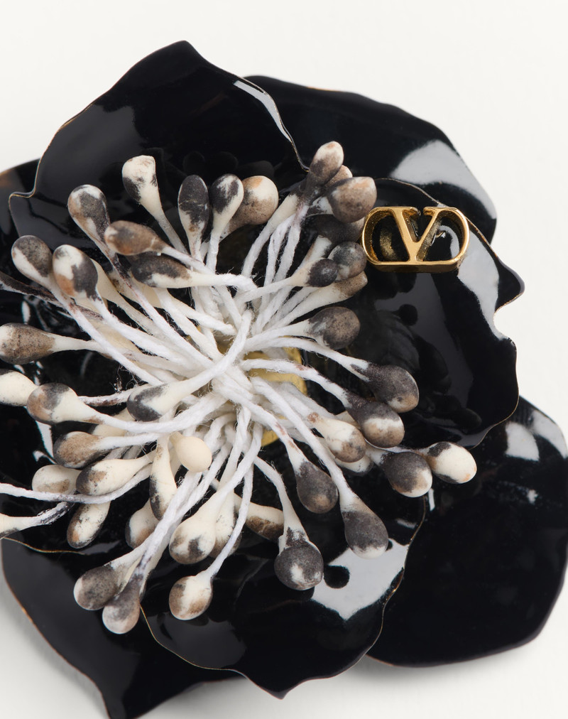 VALENTINO GARAVANI FLEUR LUMINEUSE BROOCH IN METAL, ENAMEL AND FABRIC 3