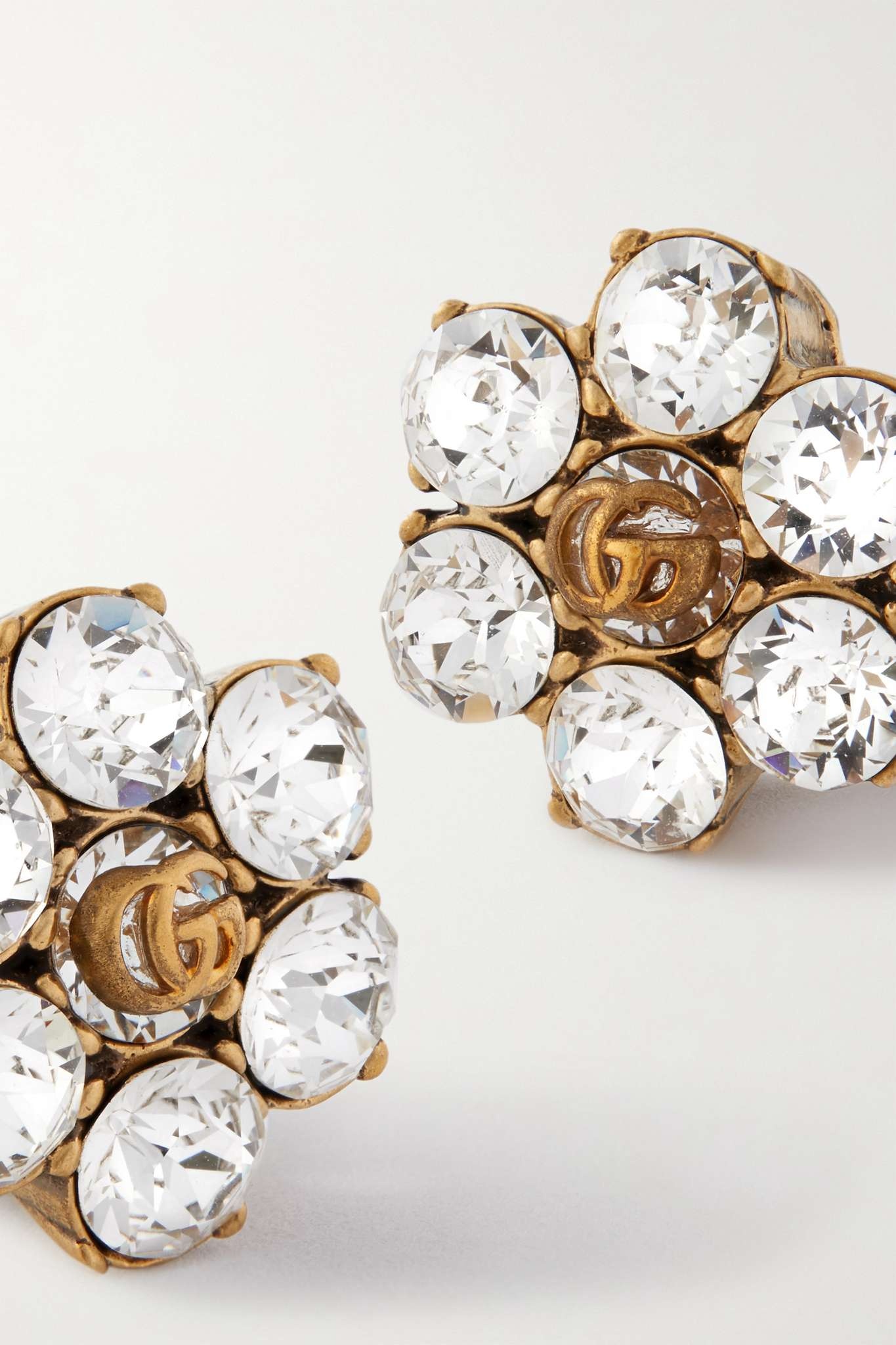 GG Marmont gold-tone crystal clip earrings - 4