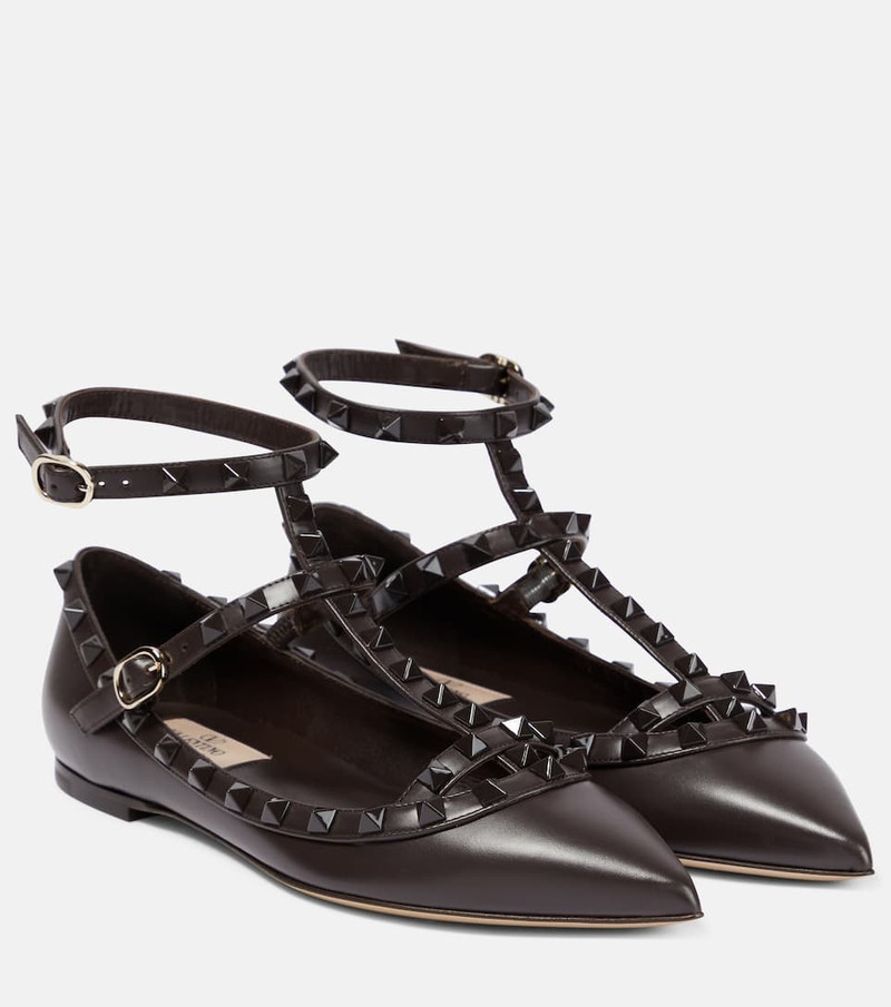 Rockstud leather ballet flats 1