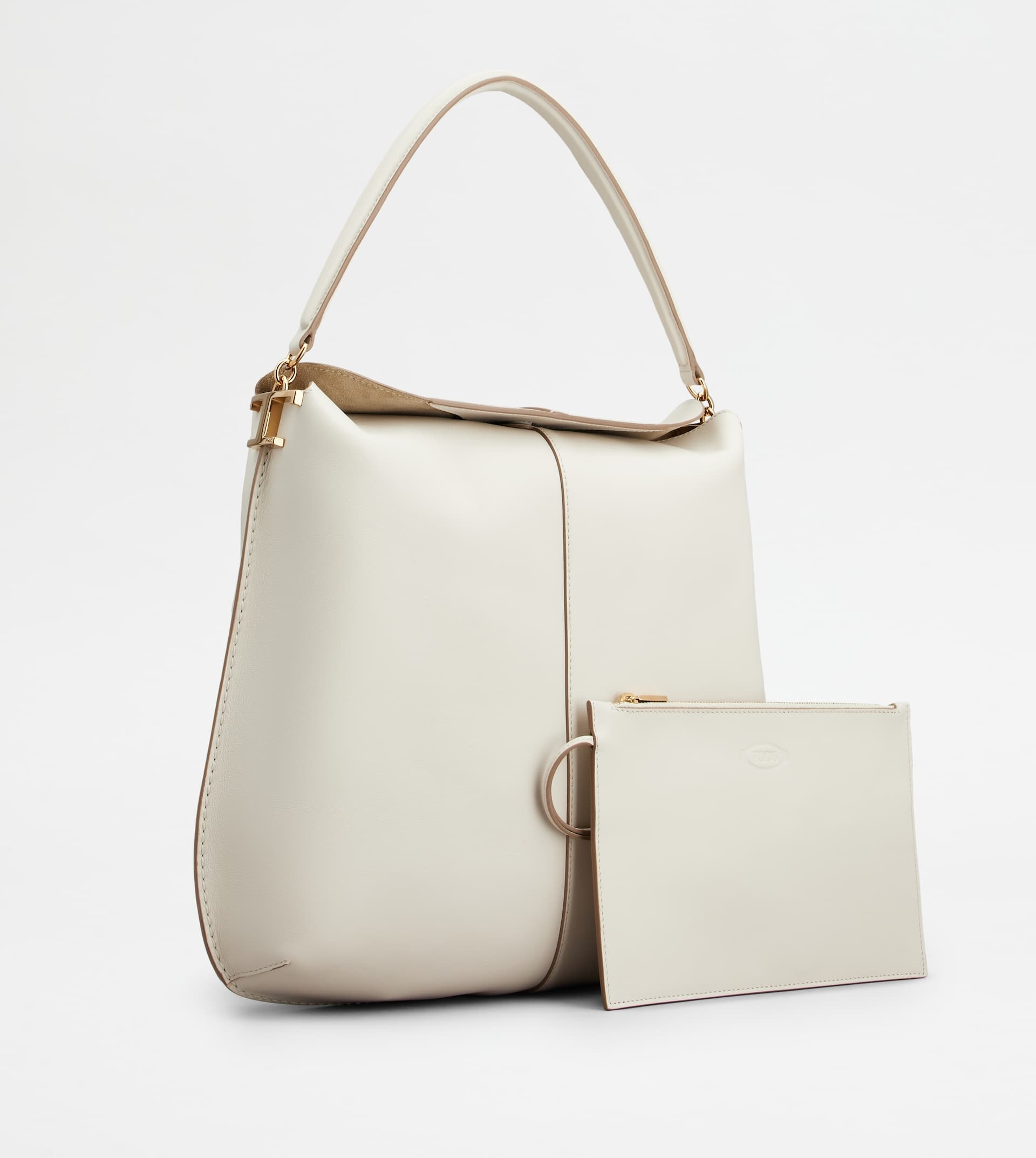 HOBO BAG TOD'S T CASE IN LEATHER LARGE - OFF WHITE - 4