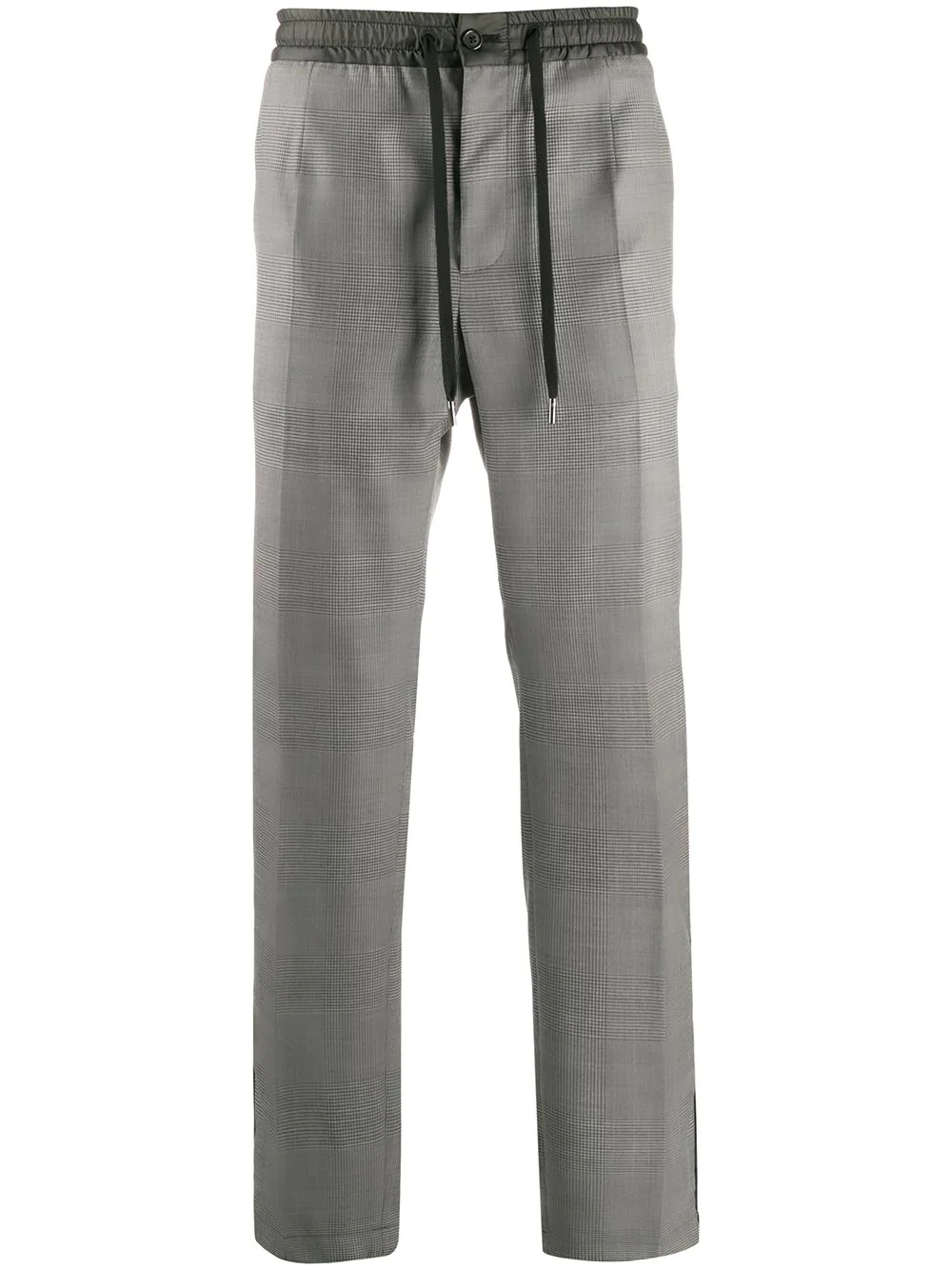 checked drawstring straight trousers - 1