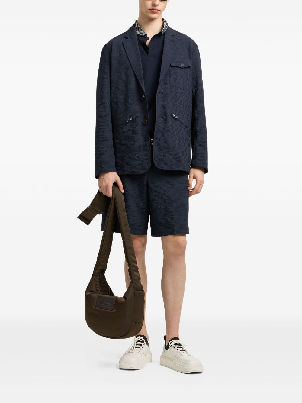 seersucker elastic-waist shorts - 2
