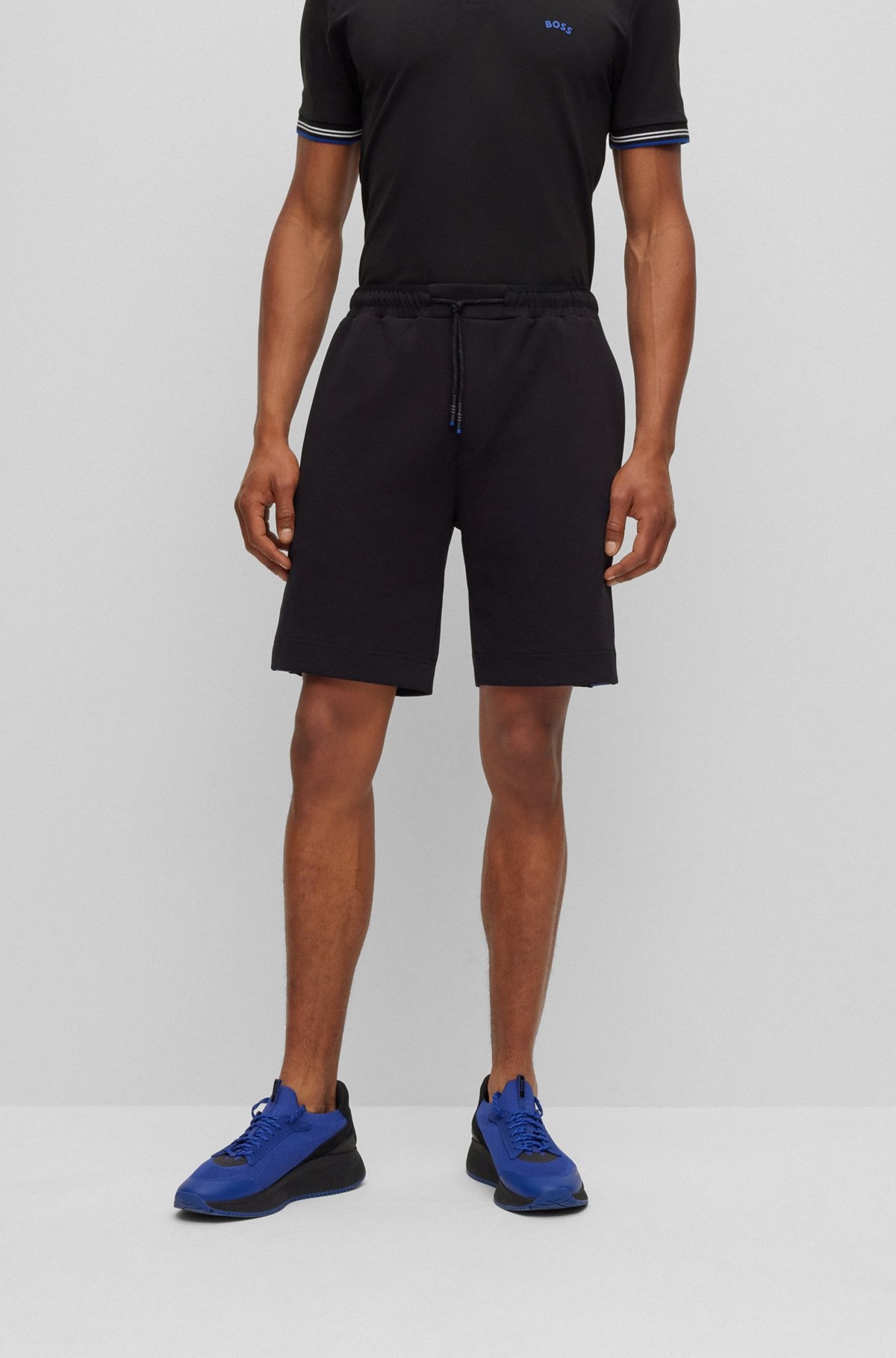STRETCH-COTTON-BLEND SHORTS WITH TAPE TRIMS - 2