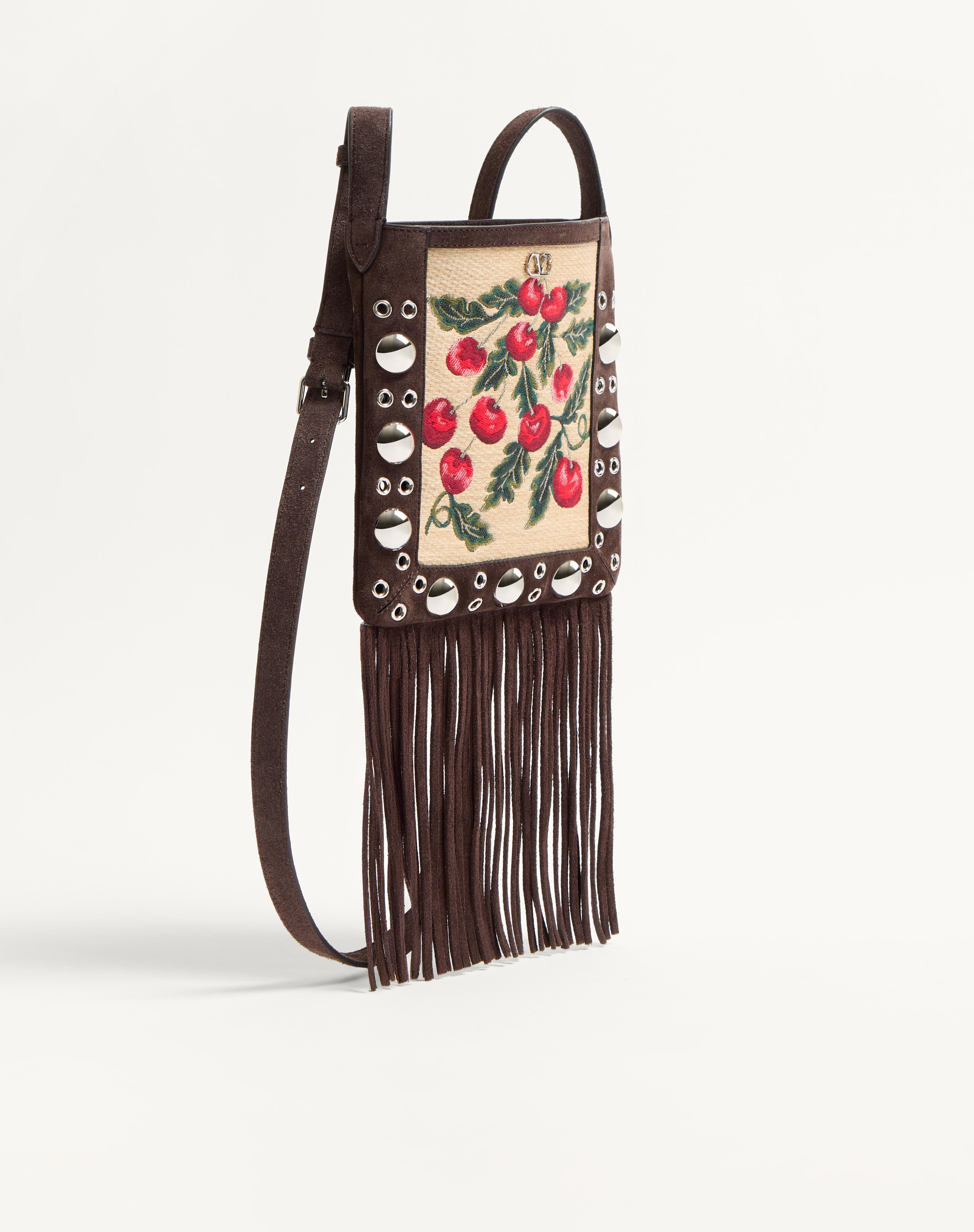 VALENTINO GARAVANI NELLCÔTE SMALL SHOULDER BAG IN JACQUARD SYNTHETIC RAFFIA AND FRINGES - 3