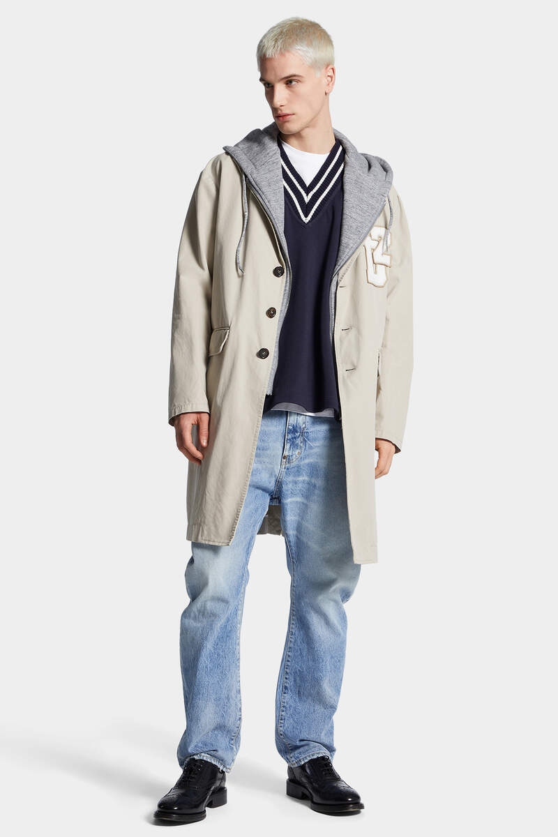 HOODED WASHED COAT - 3
