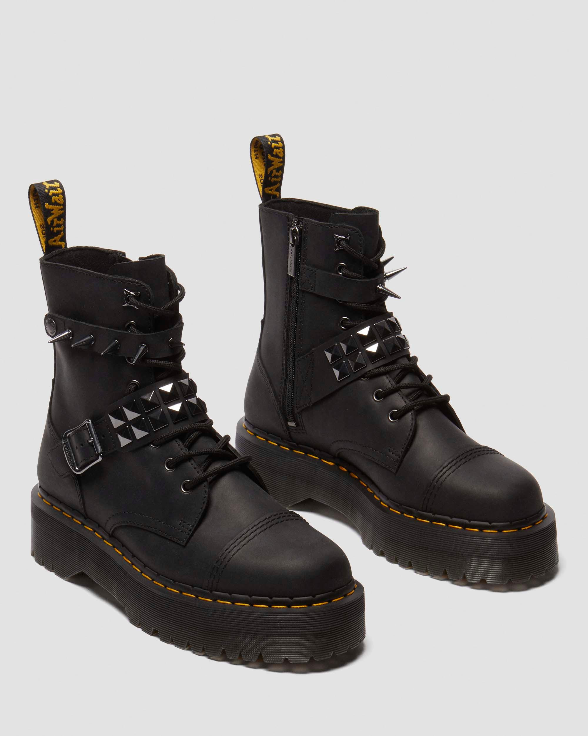 Jadon Spike Leather Platform Boots - 8