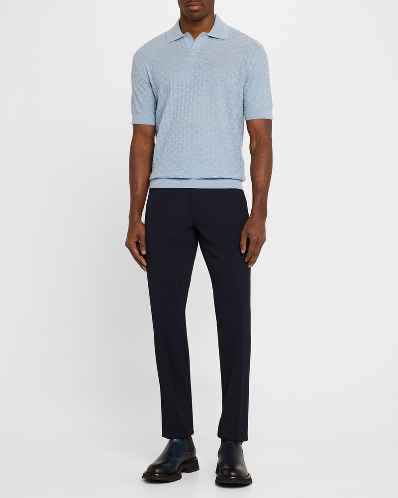 Men's Wool Johnny Collar Short-Sleeve Polo Sweater 1