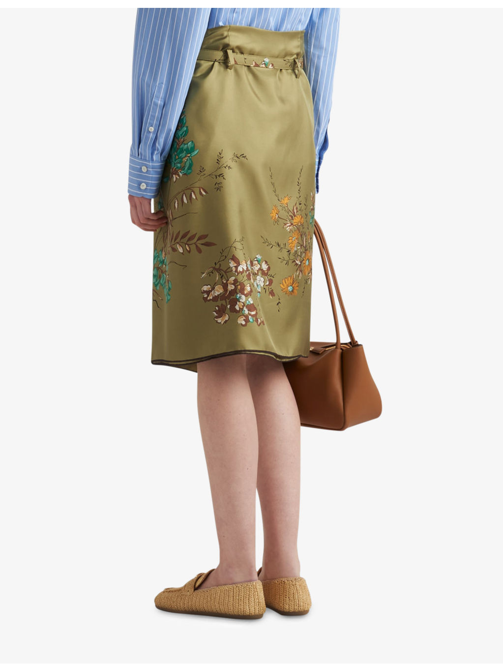 Floral-print belted-waist high-rise silk mini skirt - 4