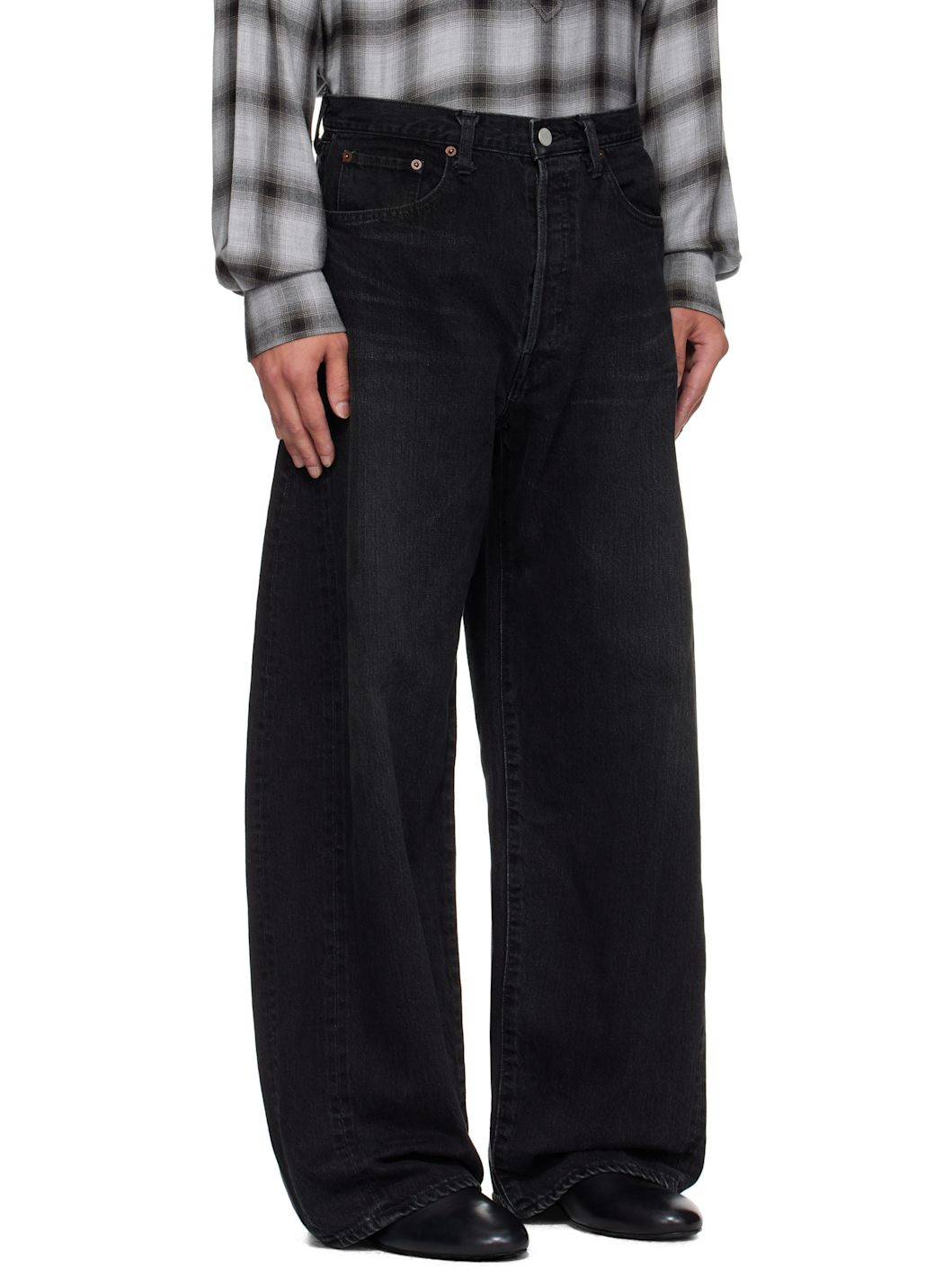 Black Deformation Wide Jeans - 2