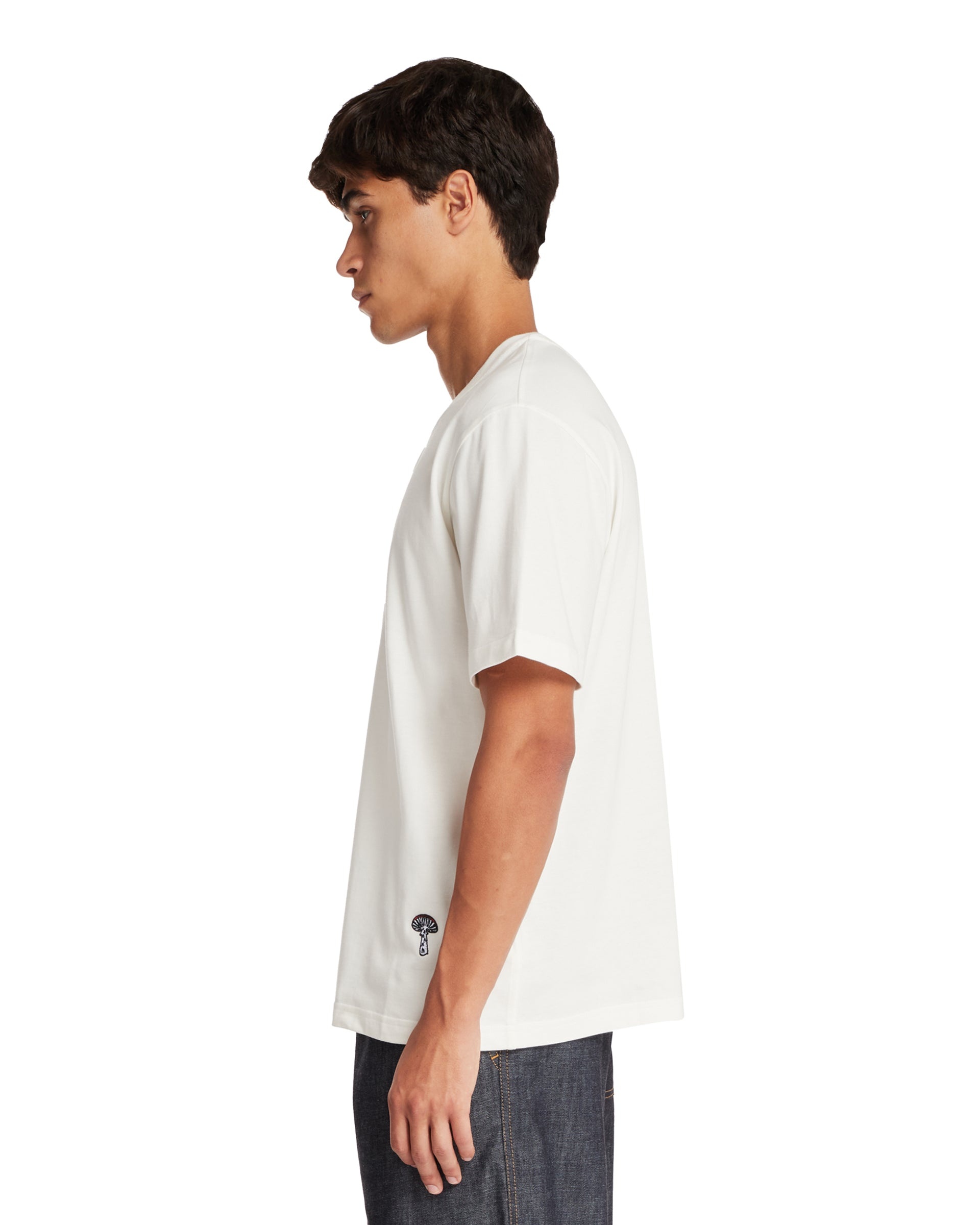 White Crewneck T-Shirt with Embroidery - 5