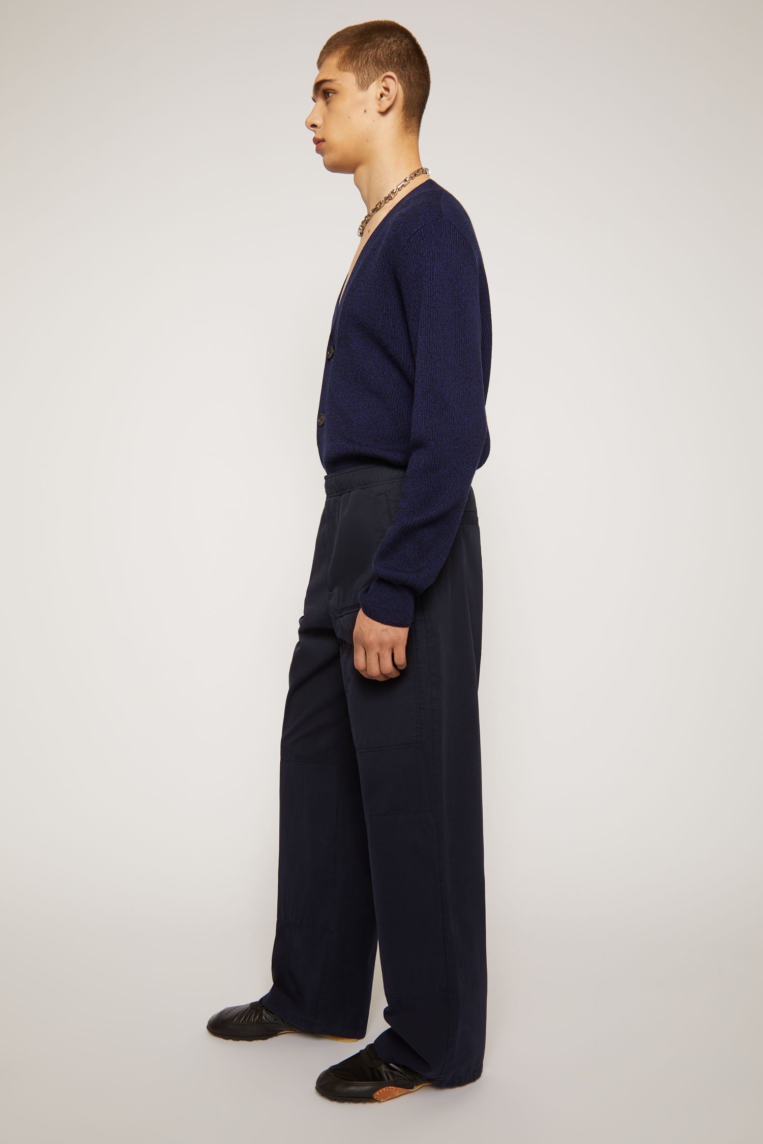 Straight-leg cotton trousers navy - 3