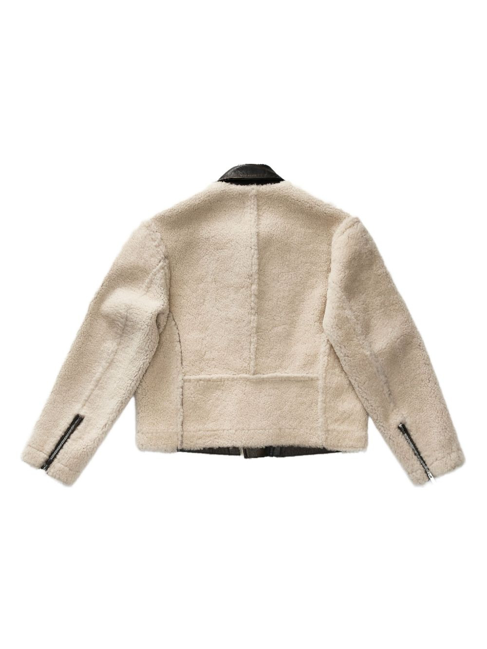 leather-trimmed shearling jacket - 2