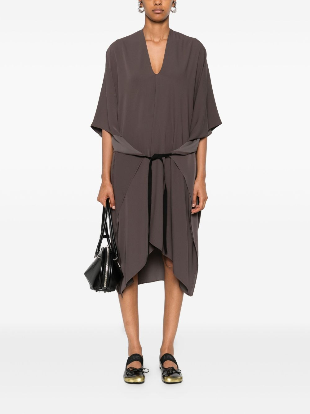 V-neck asymmetric day dress - 2