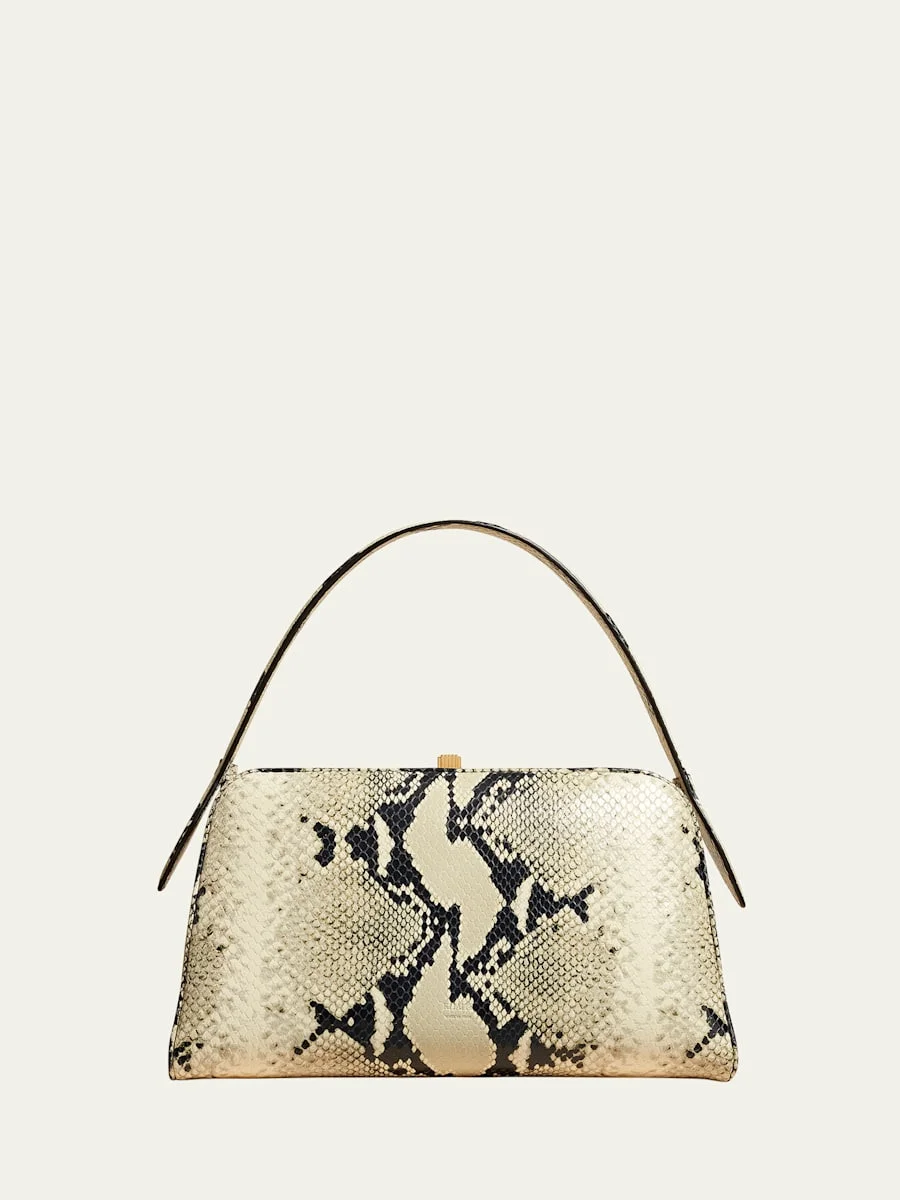 Cate Python-Embossed Leather Top-Handle Bag - 1